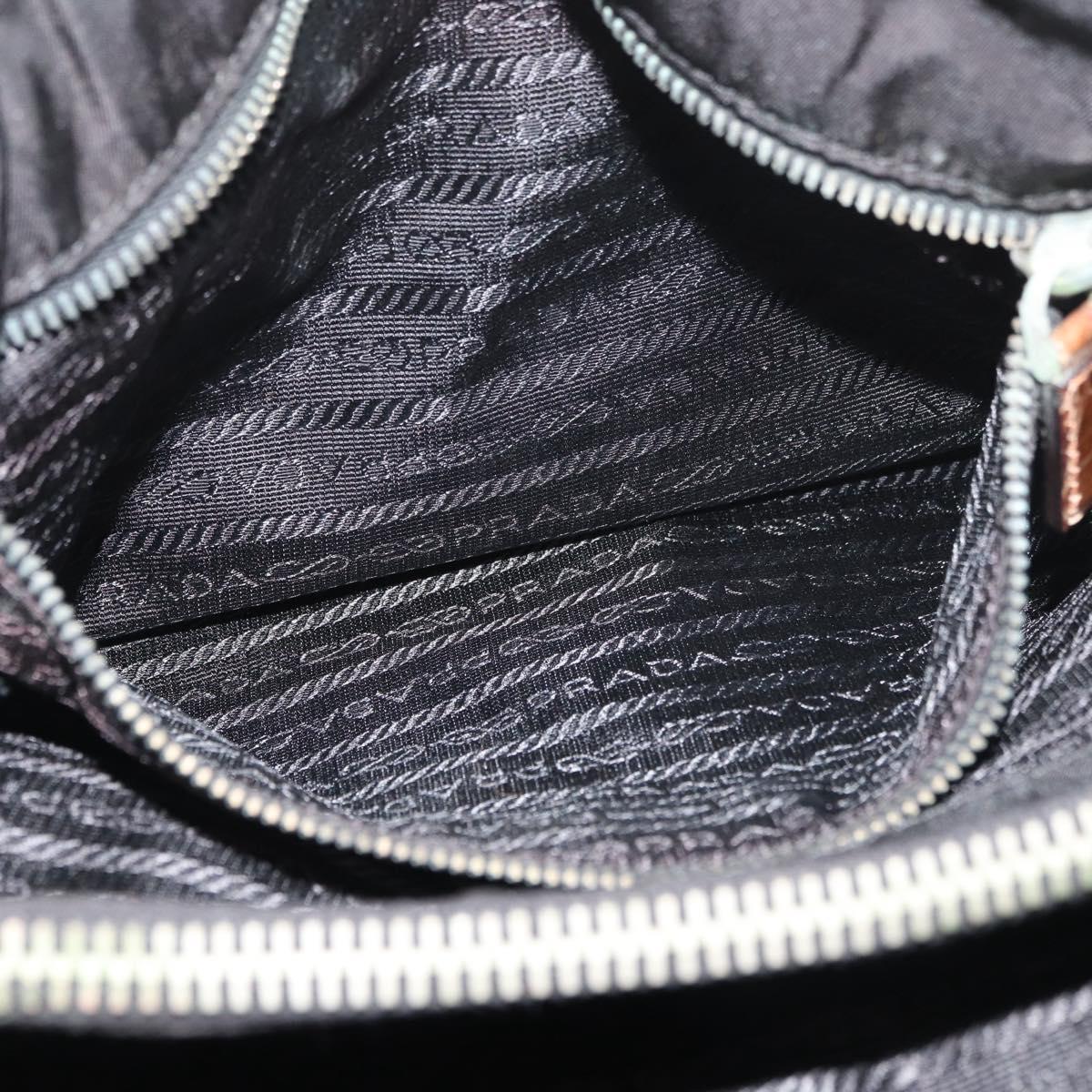 PRADA Tote Bag Nylon Black Silver Auth 176297