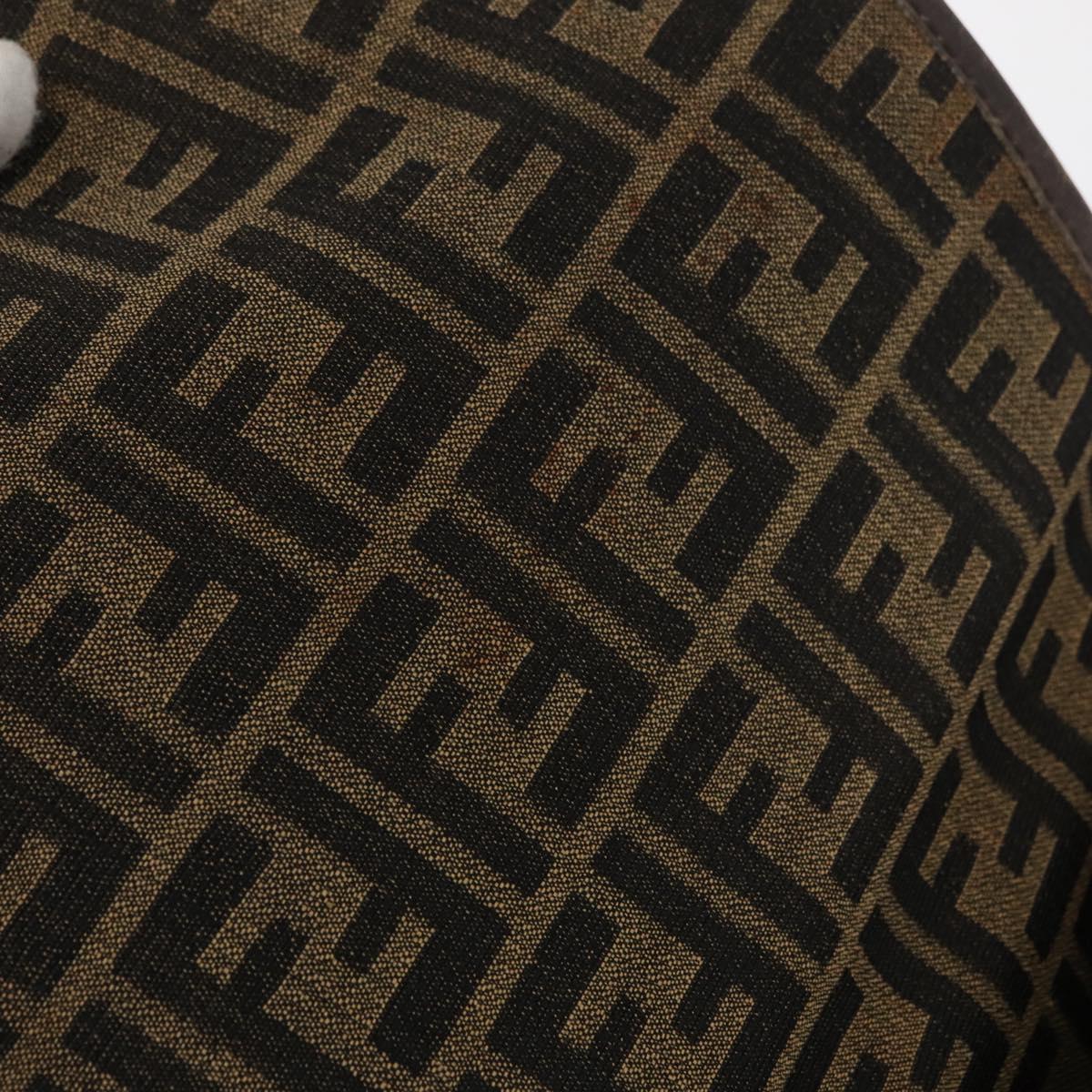 FENDI Zucca Canvas Shoulder Bag Black Brown Auth 176299