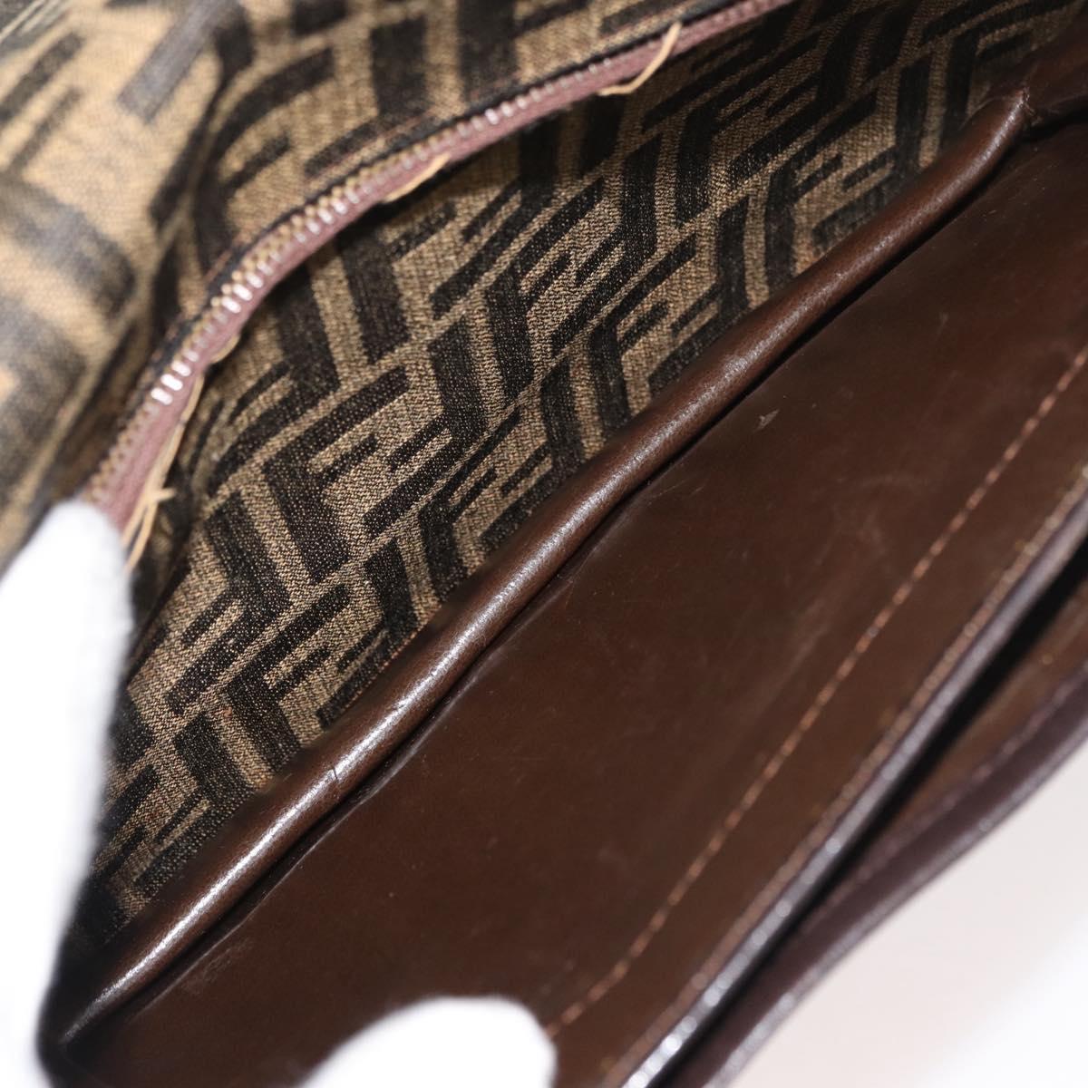 FENDI Zucca Canvas Shoulder Bag Black Brown Auth 176299