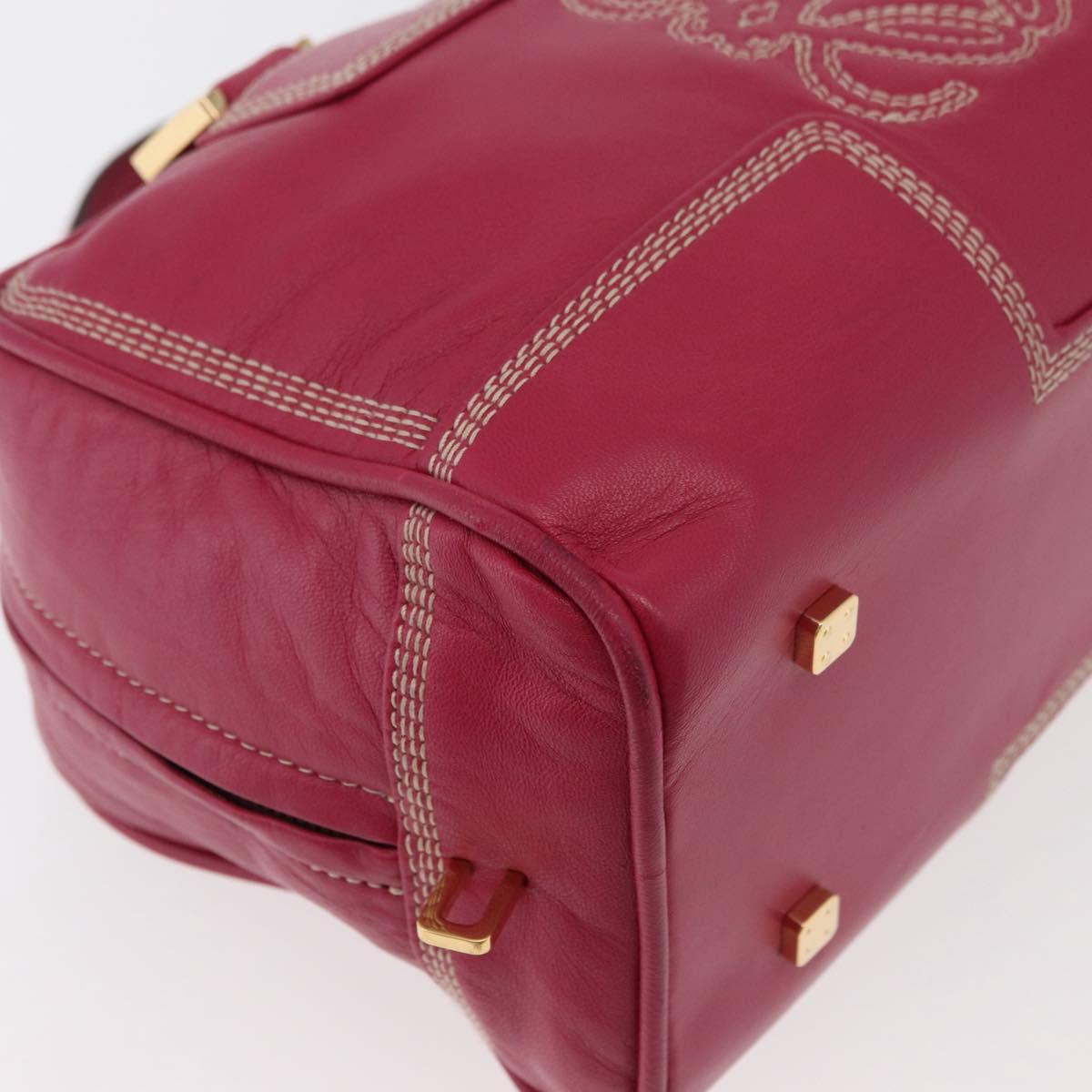 LOEWE Anagram Americana 28 Hand Bag Leather Pink Gold Auth 176302A