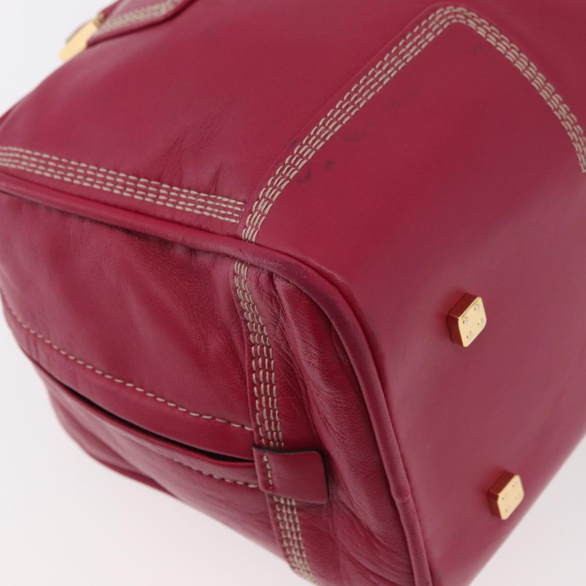 LOEWE Anagram Americana 28 Hand Bag Leather Pink Gold Auth 176302A