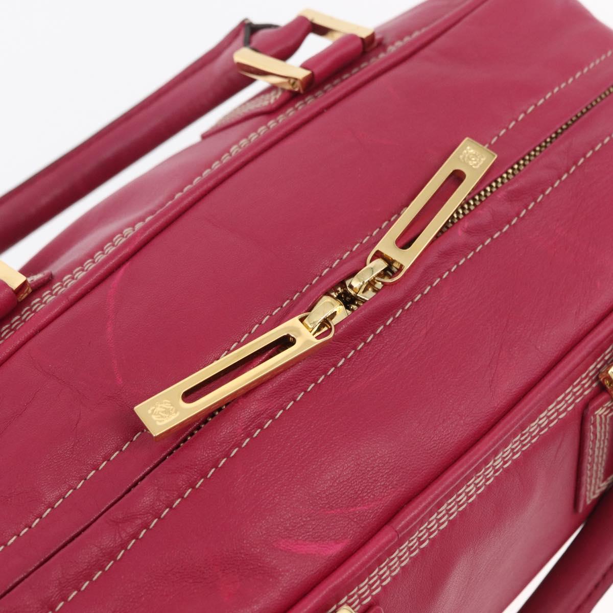 LOEWE Anagram Americana 28 Hand Bag Leather Pink Gold Auth 176302A