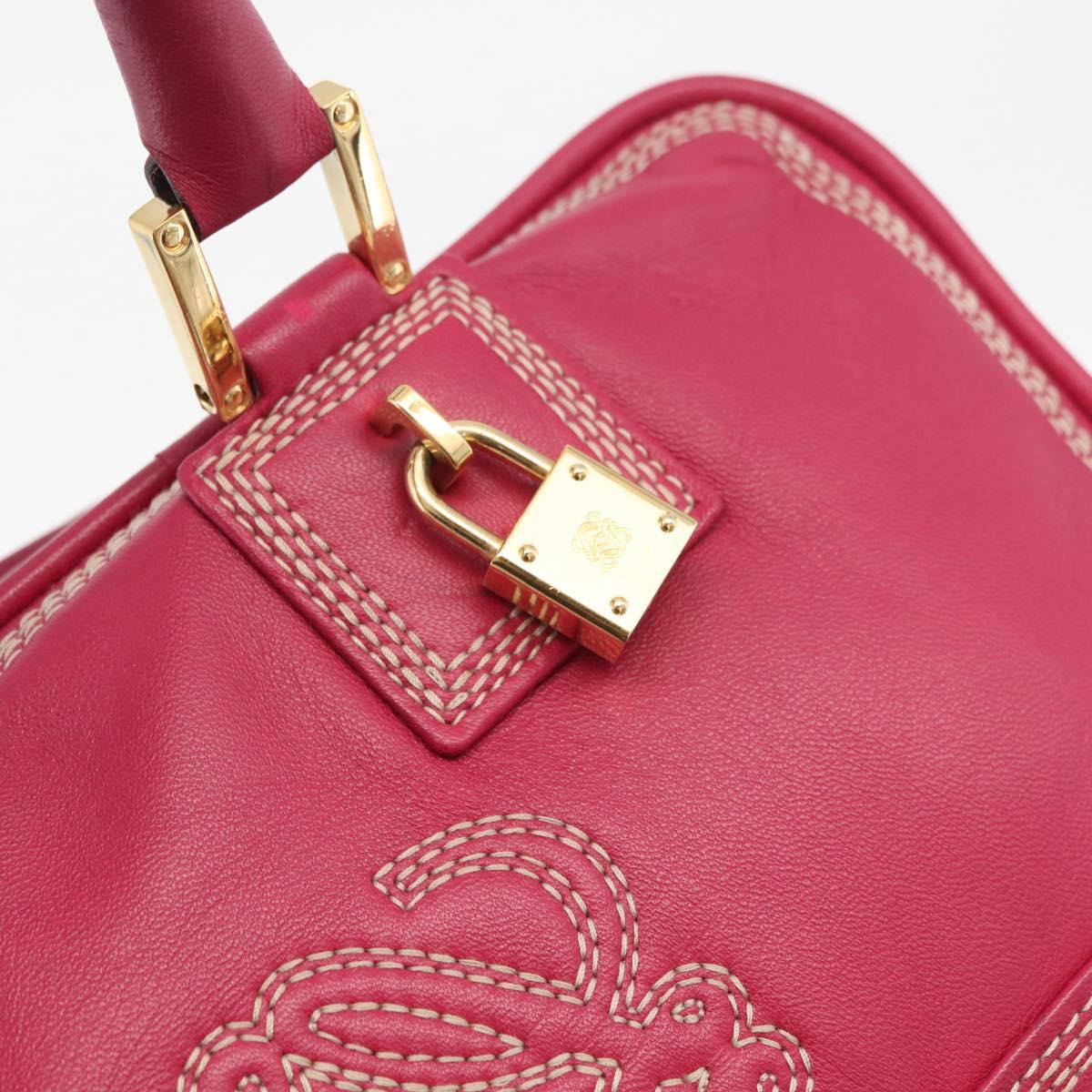 LOEWE Anagram Americana 28 Hand Bag Leather Pink Gold Auth 176302A