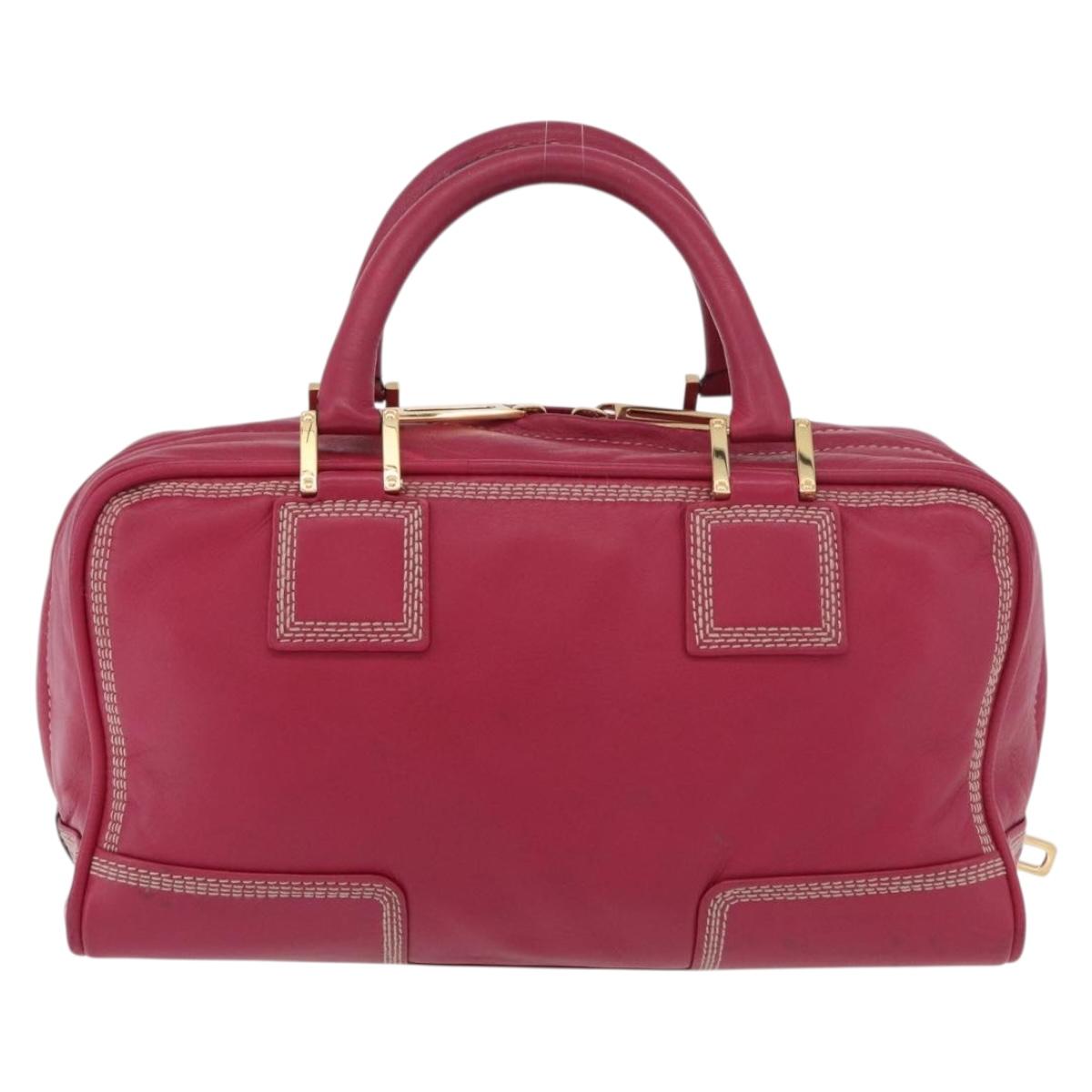 LOEWE Anagram Americana 28 Hand Bag Leather Pink Gold Auth 176302A