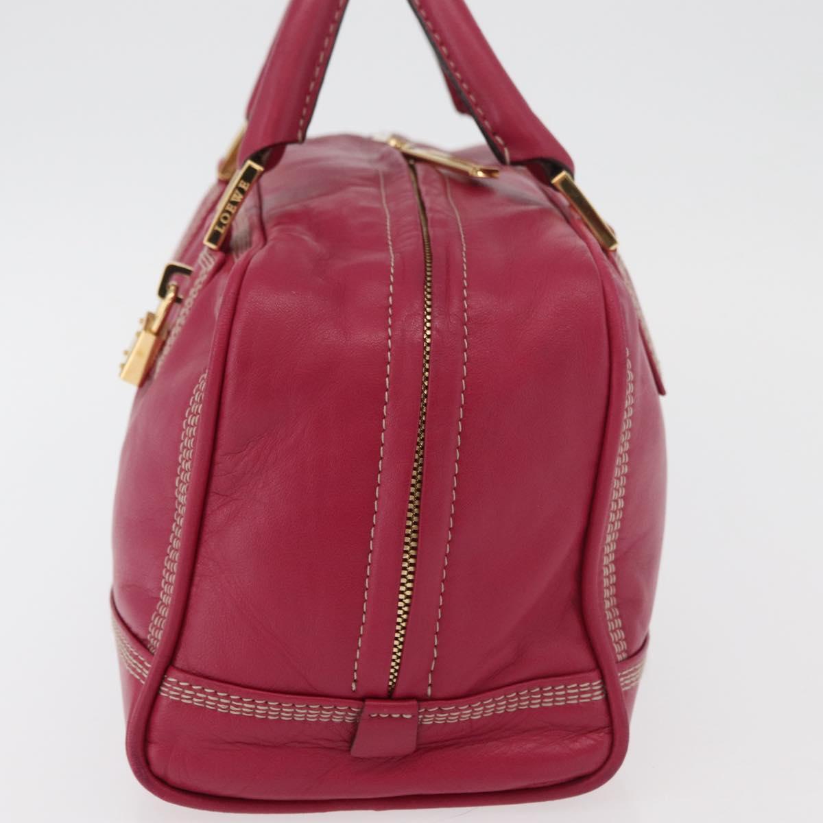 LOEWE Anagram Americana 28 Hand Bag Leather Pink Gold Auth 176302A