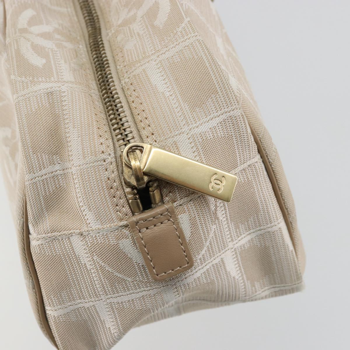 CHANEL New Travel Line Hand Bag Nylon Ivory Gold CC Auth 176303A