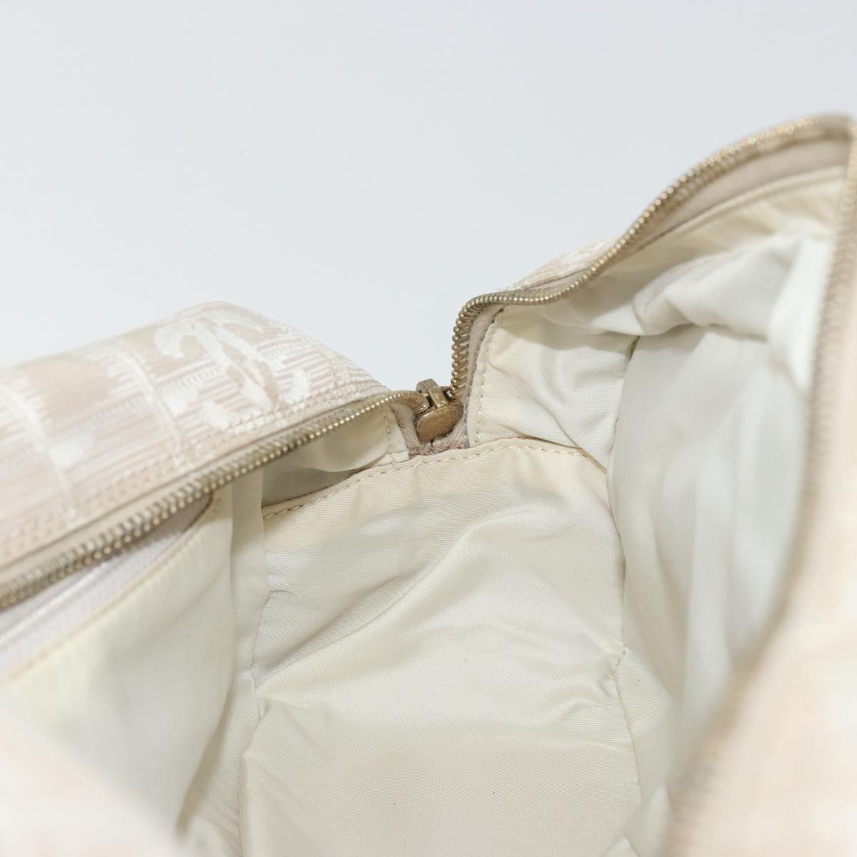 CHANEL New Travel Line Hand Bag Nylon Ivory Gold CC Auth 176303A