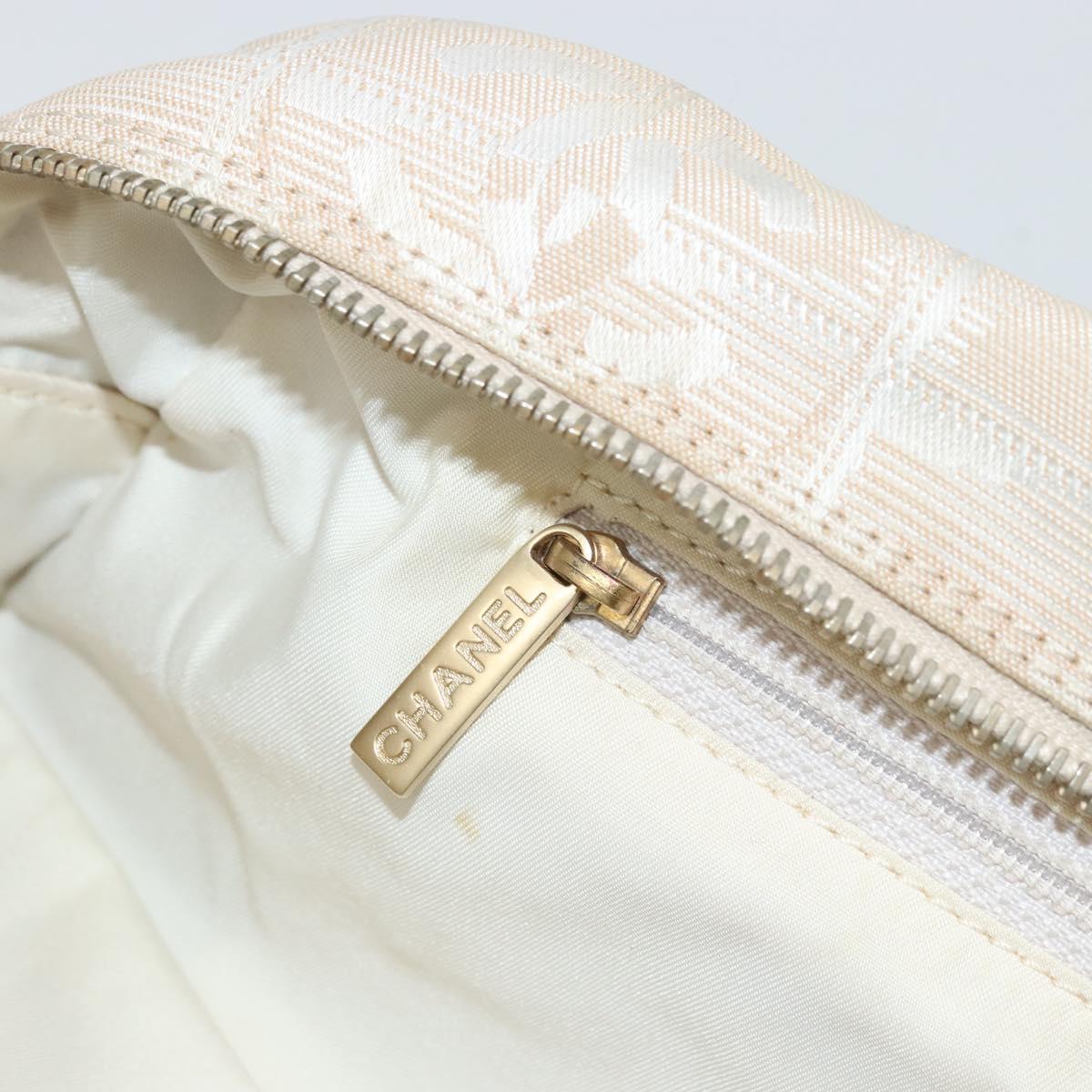 CHANEL New Travel Line Hand Bag Nylon Ivory Gold CC Auth 176303A