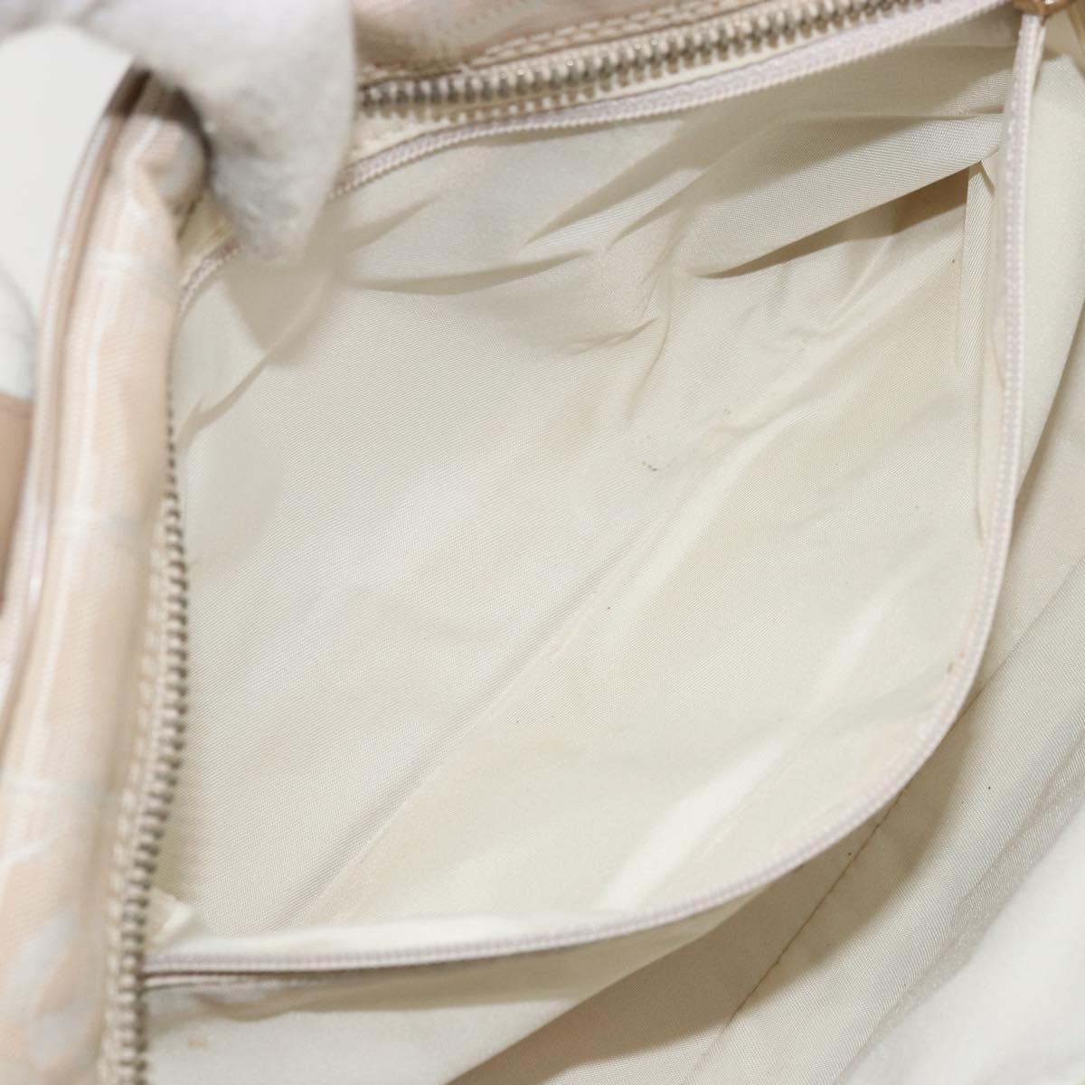 CHANEL New Travel Line Hand Bag Nylon Ivory Gold CC Auth 176303A