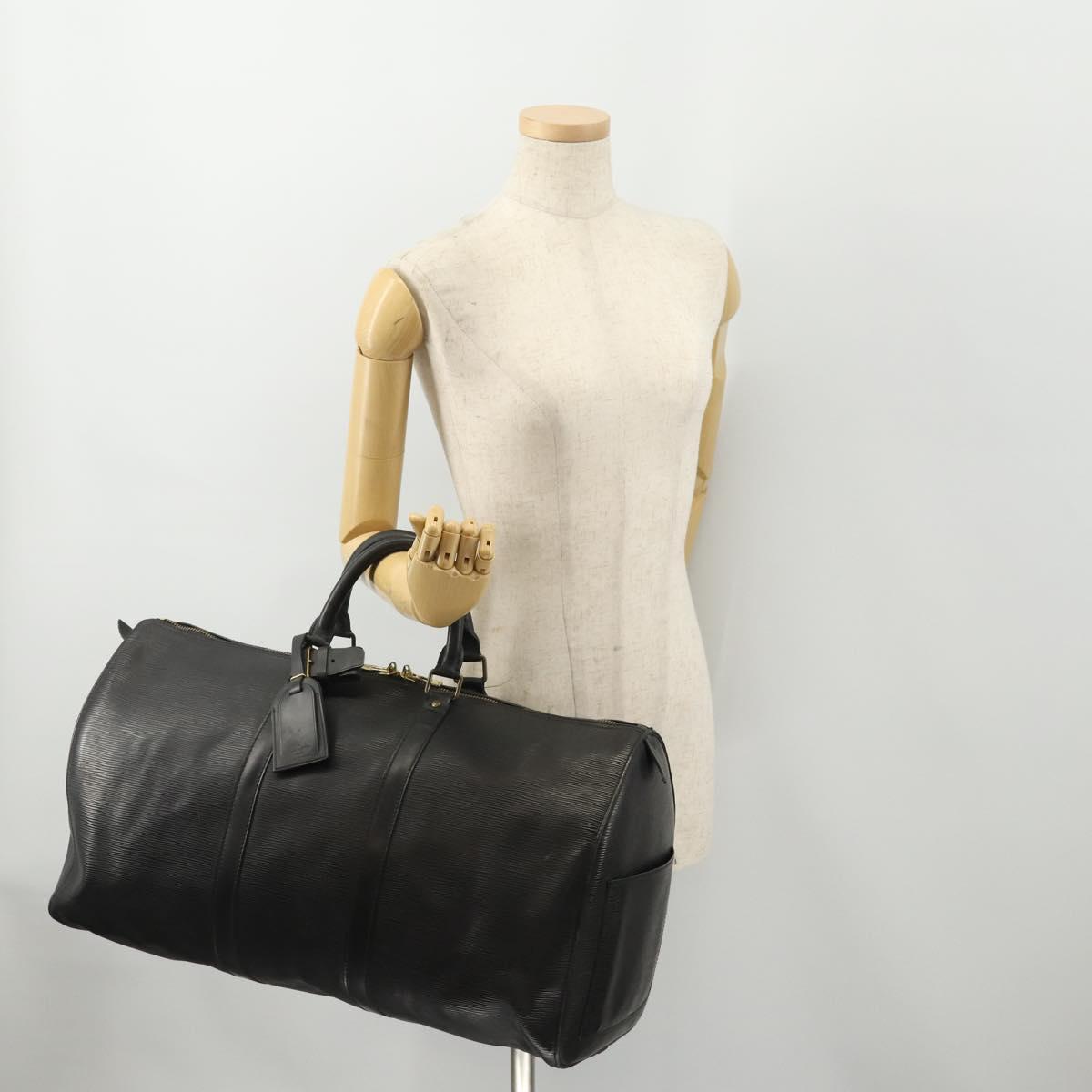 LOUIS VUITTON Epi Keepall 50 Boston Bag Black M42962 LV Auth 176314