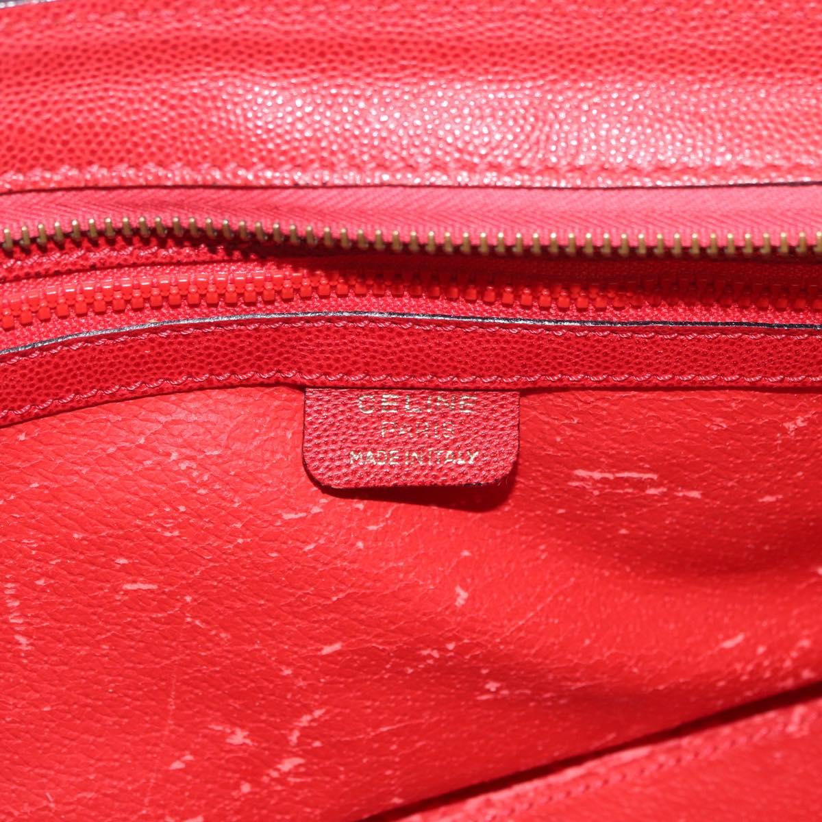 CELINE Hand Bag Leather Red Gold Auth 176319