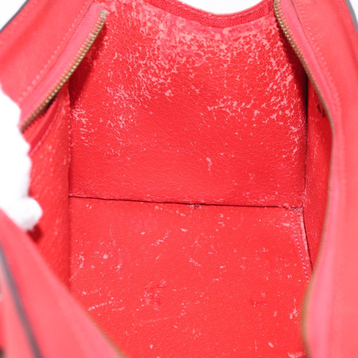 CELINE Hand Bag Leather Red Gold Auth 176319