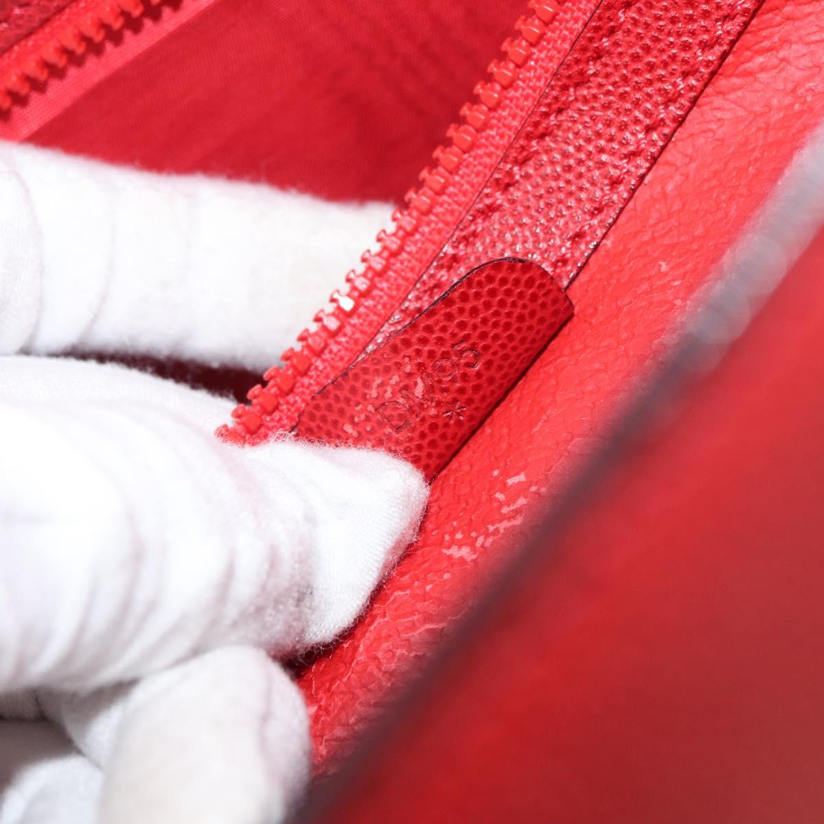 CELINE Hand Bag Leather Red Gold Auth 176319