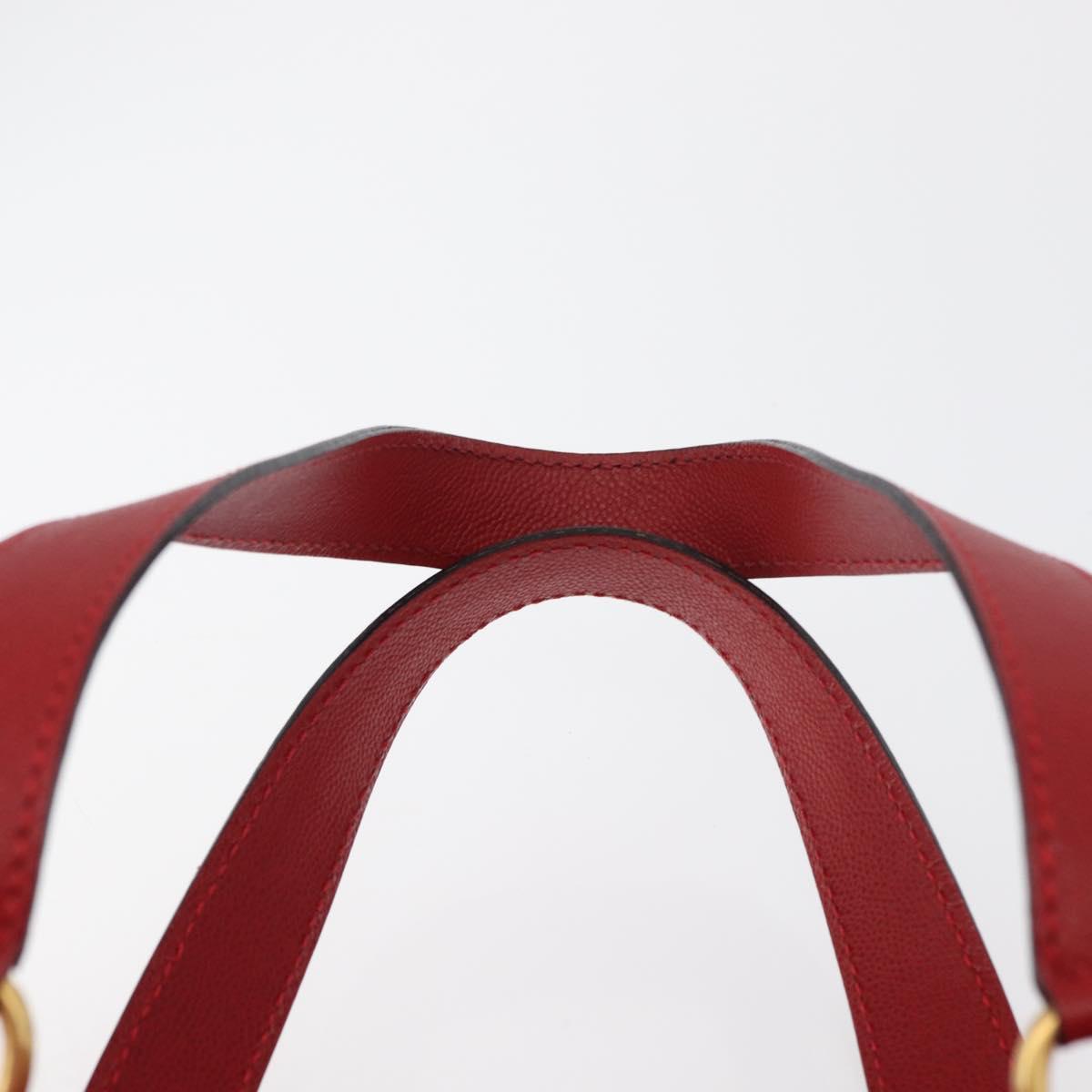 CELINE Hand Bag Leather Red Gold Auth 176319