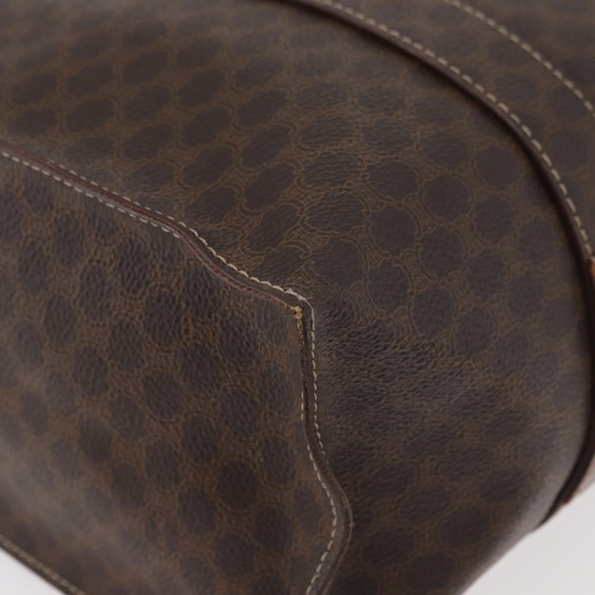 CELINE Macadam Canvas Tote Bag PVC Leather Brown Gold Auth 176329