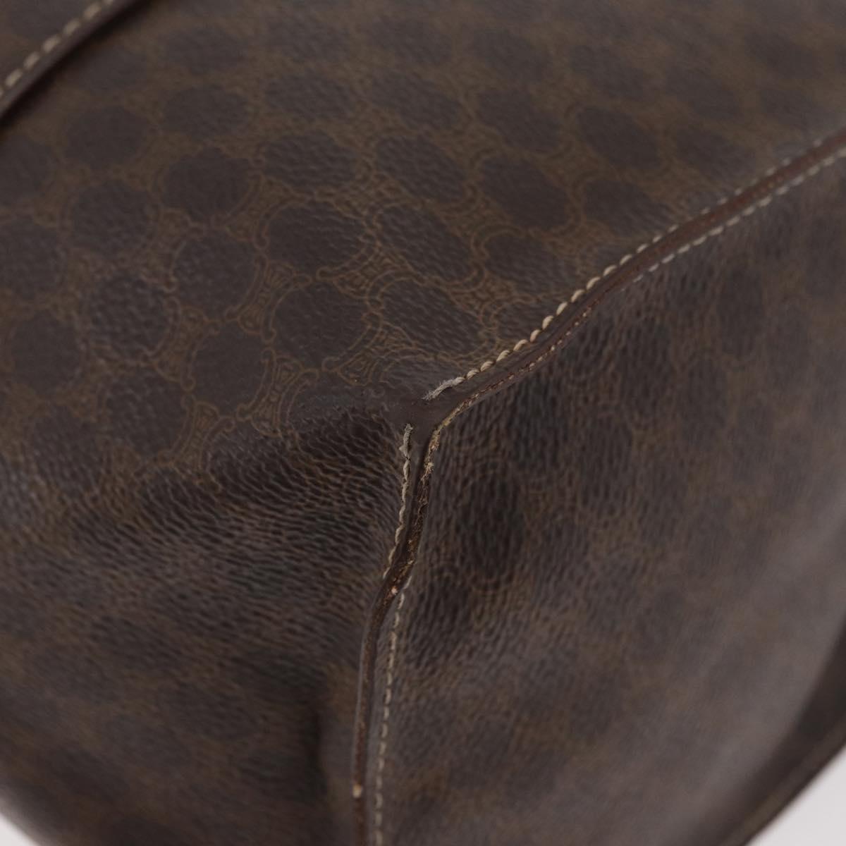 CELINE Macadam Canvas Tote Bag PVC Leather Brown Gold Auth 176329