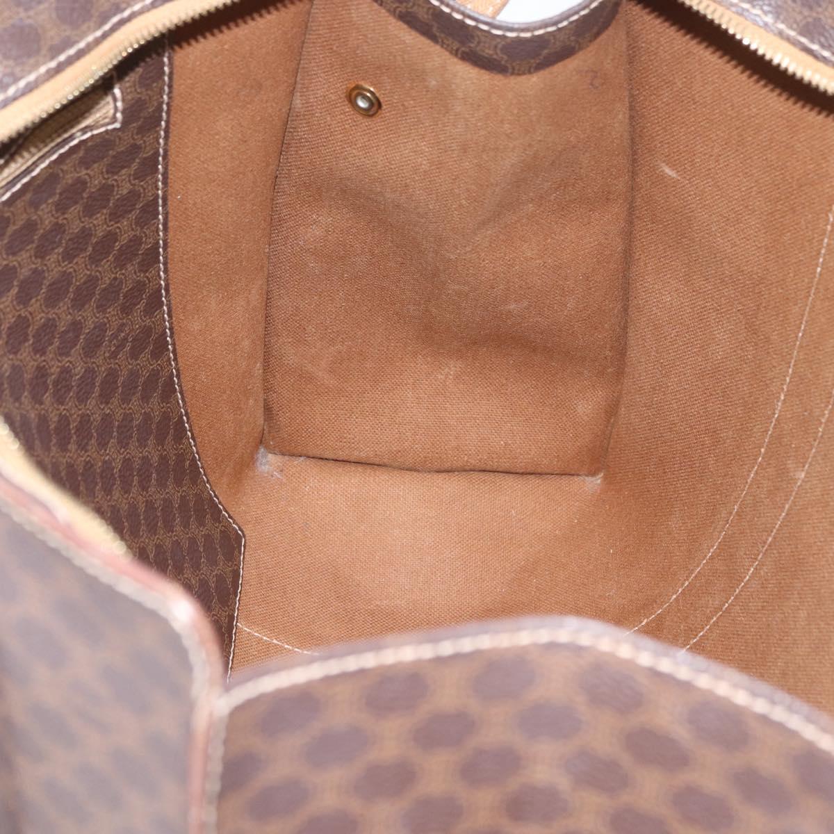 CELINE Macadam Canvas Tote Bag PVC Leather Brown Gold Auth 176329