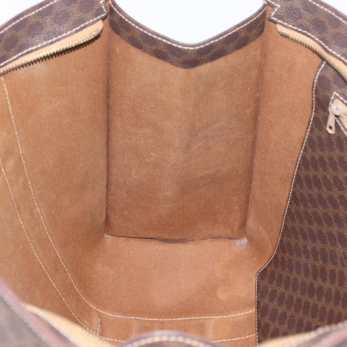 CELINE Macadam Canvas Tote Bag PVC Leather Brown Gold Auth 176329