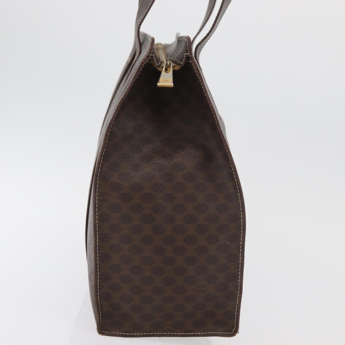 CELINE Macadam Canvas Tote Bag PVC Leather Brown Gold Auth 176329