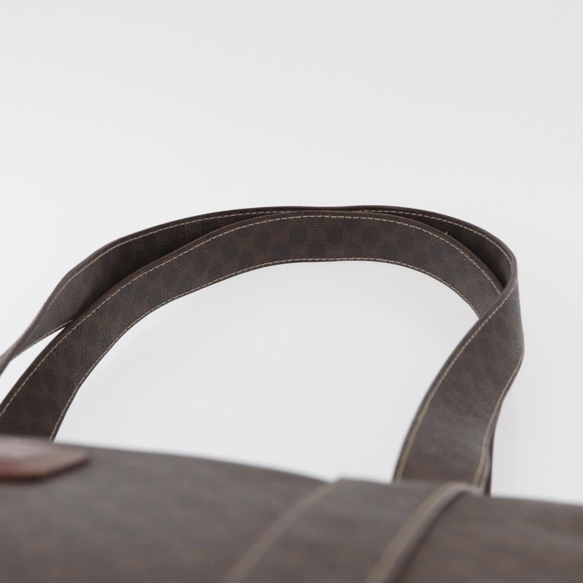 CELINE Macadam Canvas Tote Bag PVC Leather Brown Gold Auth 176329