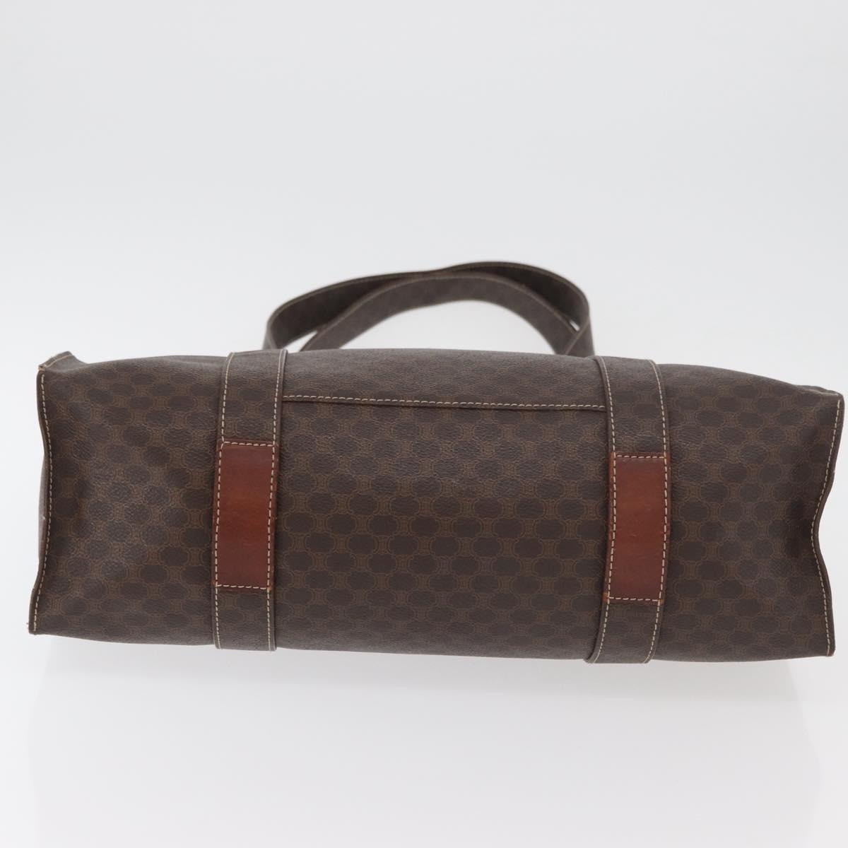 CELINE Macadam Canvas Tote Bag PVC Leather Brown Gold Auth 176329