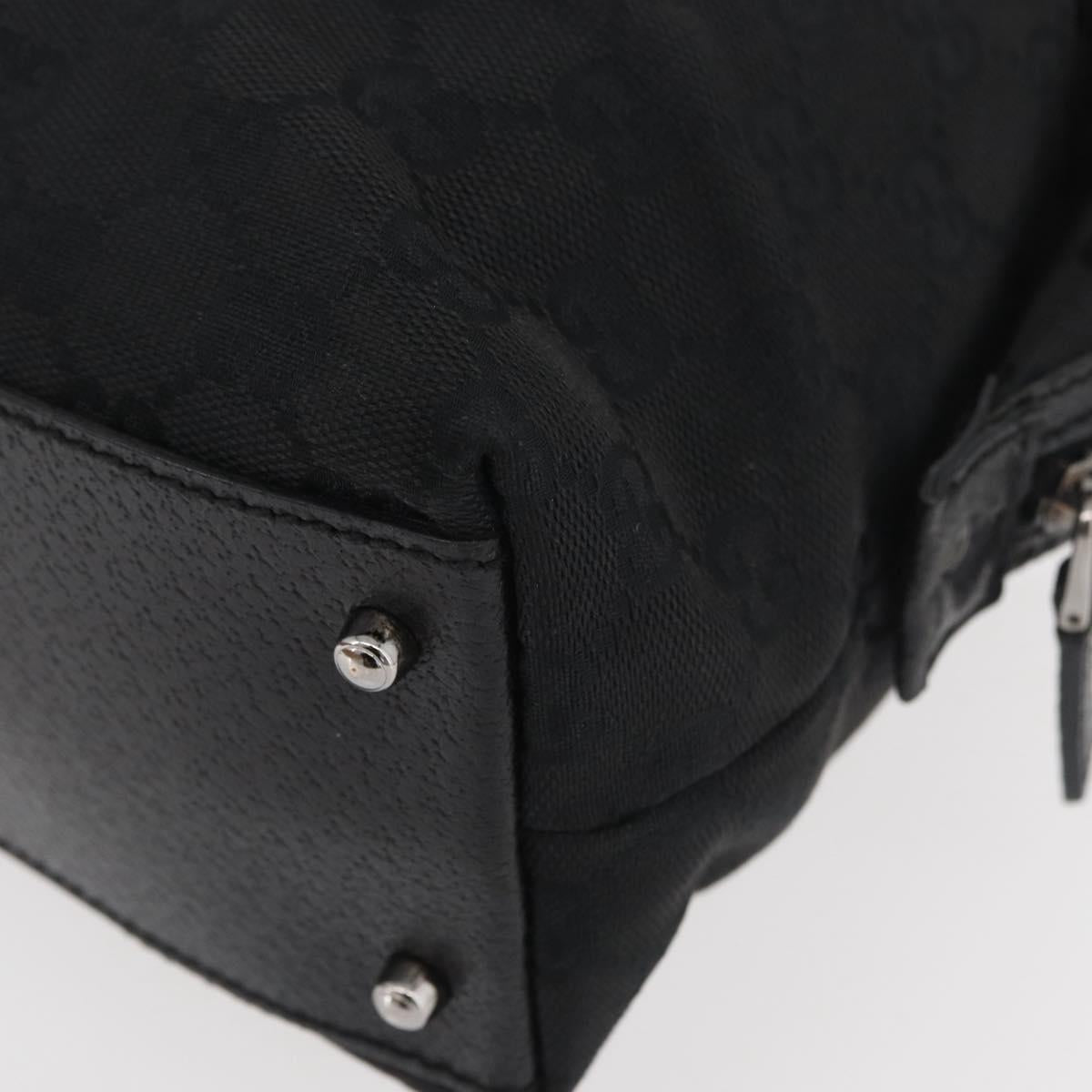 GUCCI GG Canvas Hand Bag Black Silver 113009 Auth 176335