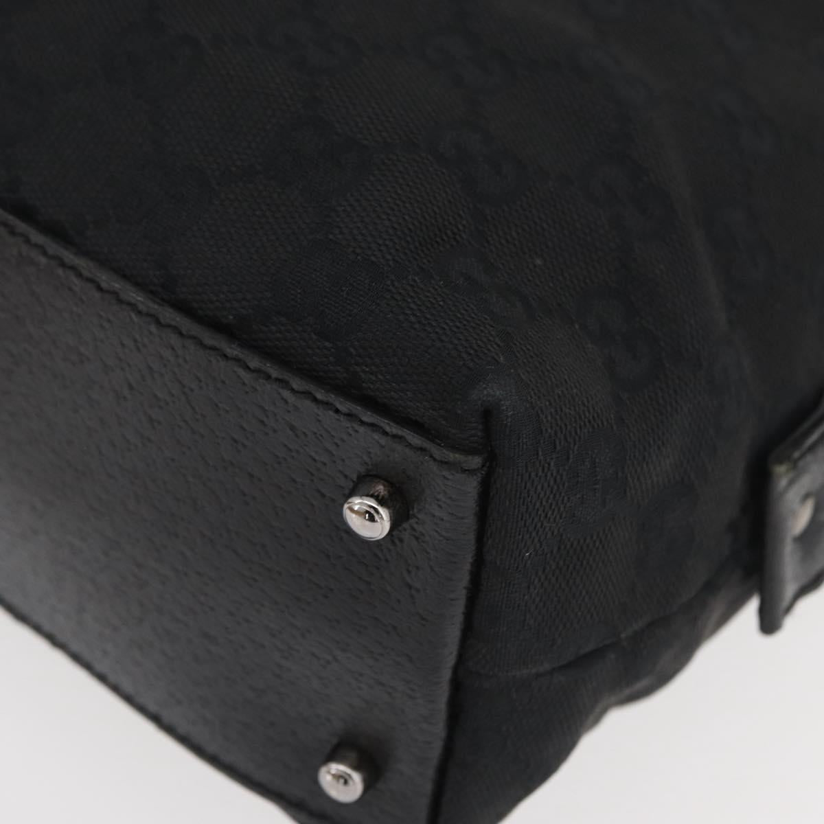 GUCCI GG Canvas Hand Bag Black Silver 113009 Auth 176335