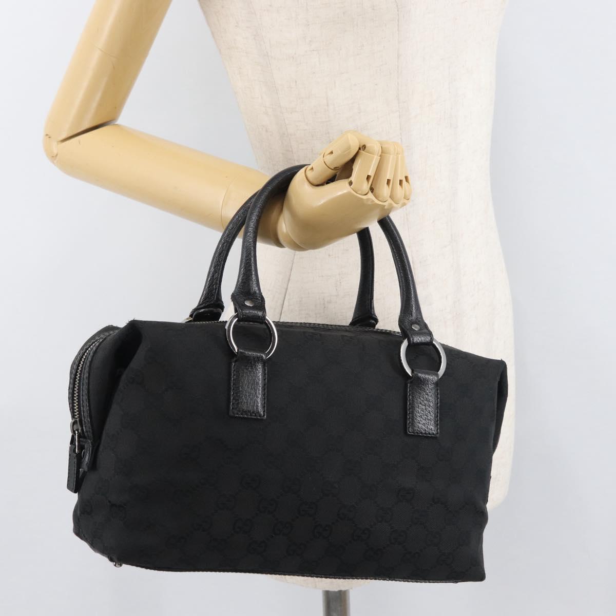 GUCCI GG Canvas Hand Bag Black Silver 113009 Auth 176335