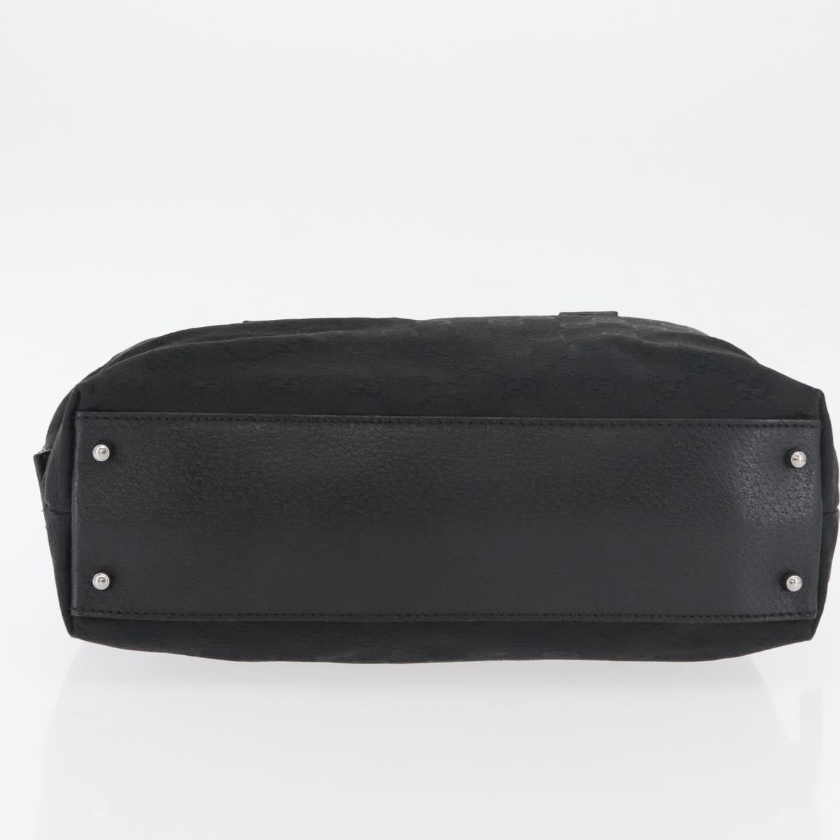 GUCCI GG Canvas Hand Bag Black Silver 113009 Auth 176335