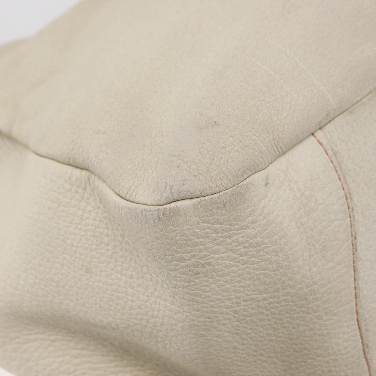 PRADA Tote Bag Leather Ivory Gold Auth 176345