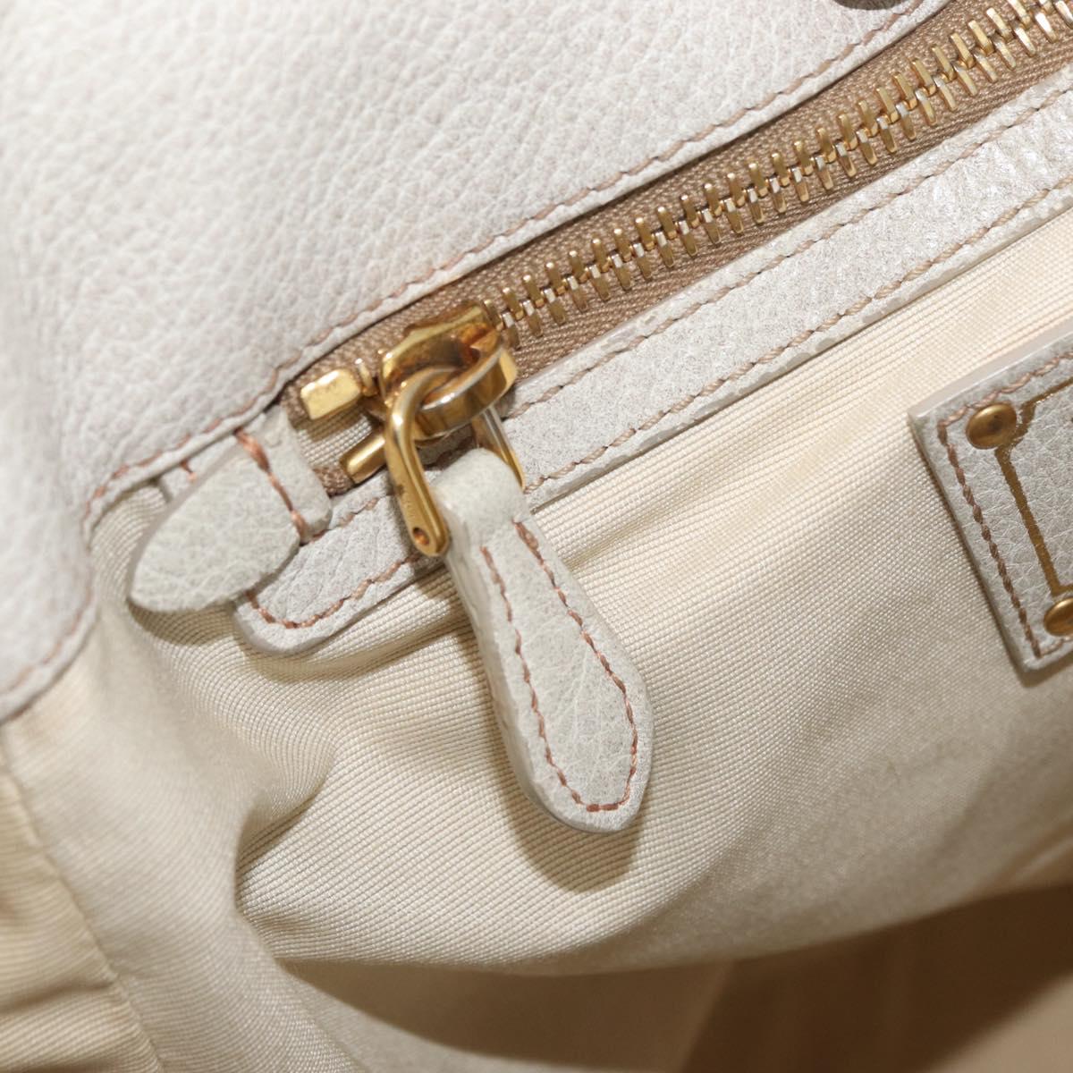 PRADA Tote Bag Leather Ivory Gold Auth 176345