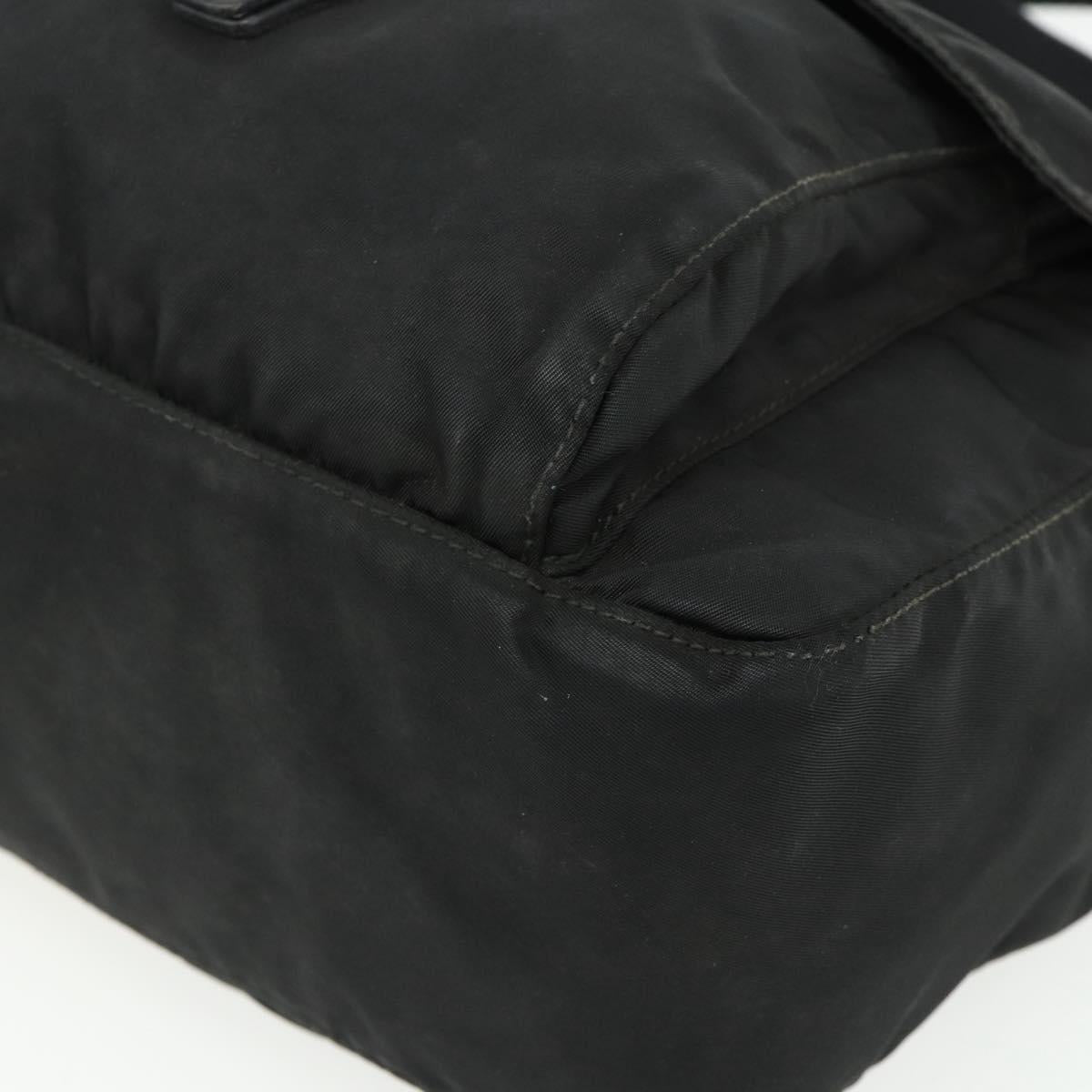 PRADA Shoulder Bag Nylon Black Silver Auth 176347