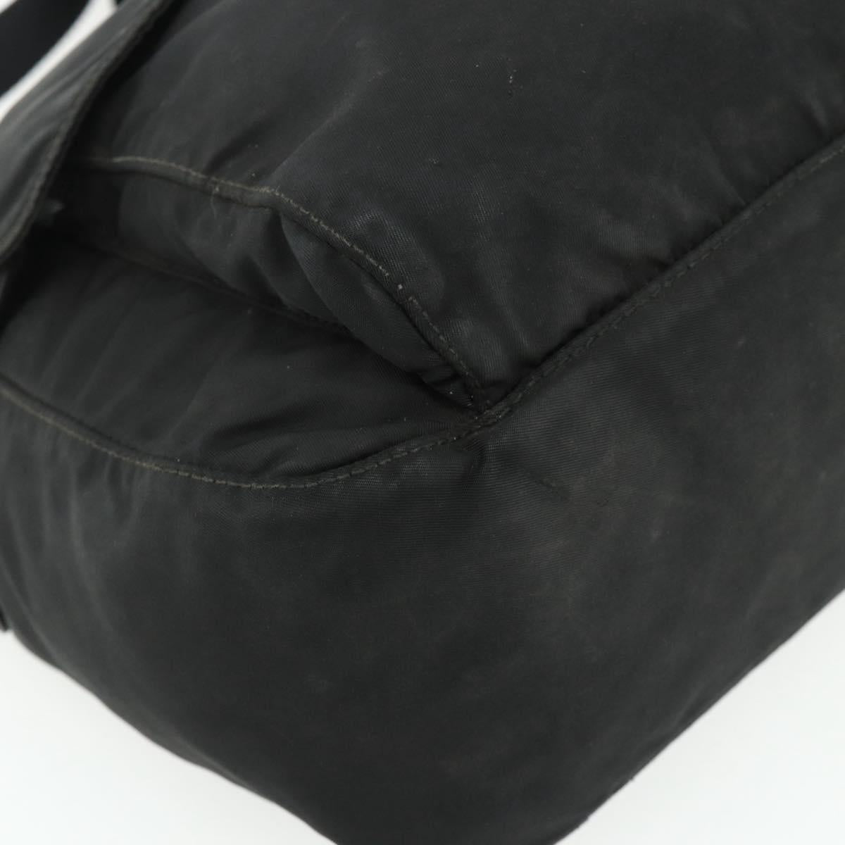 PRADA Shoulder Bag Nylon Black Silver Auth 176347