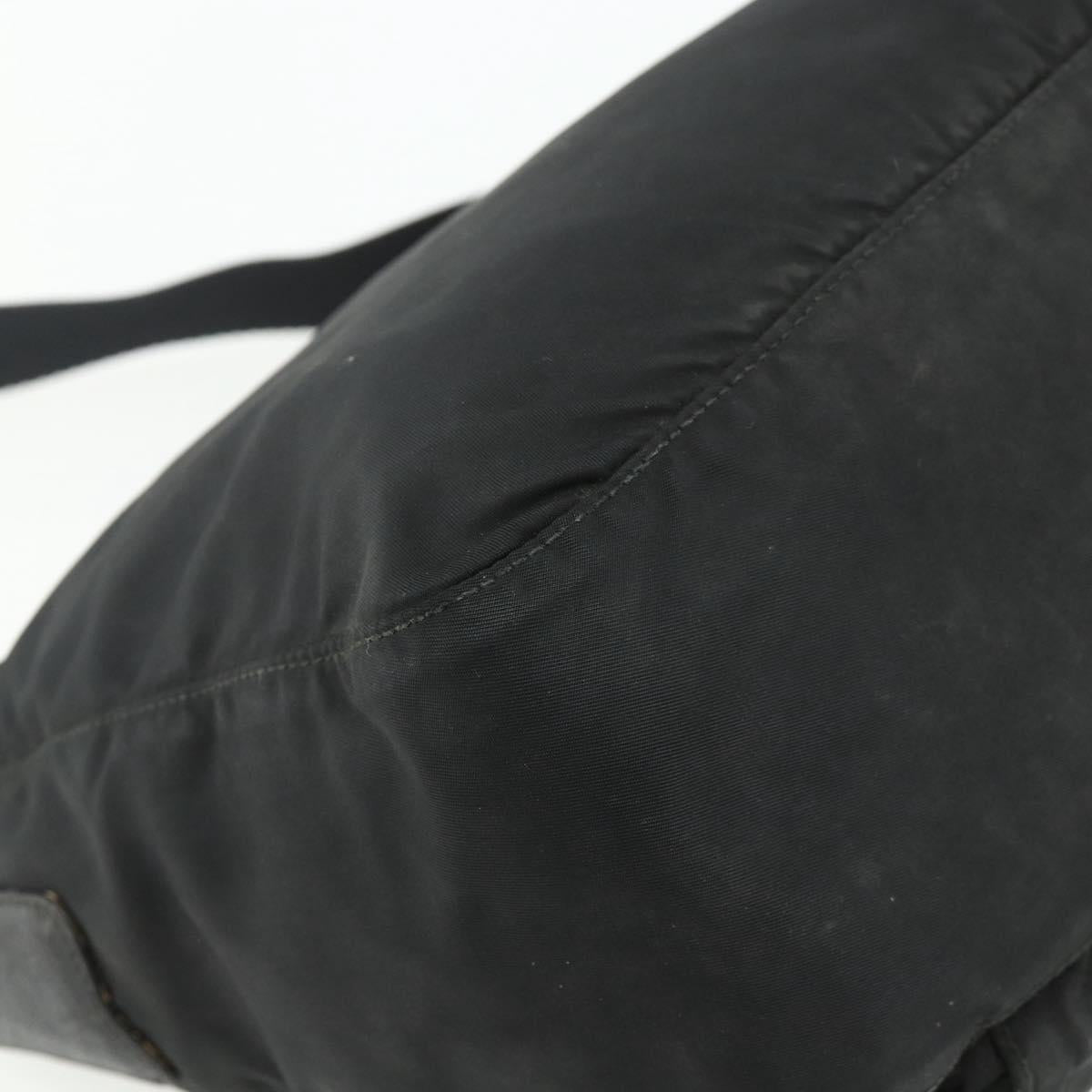 PRADA Shoulder Bag Nylon Black Silver Auth 176347