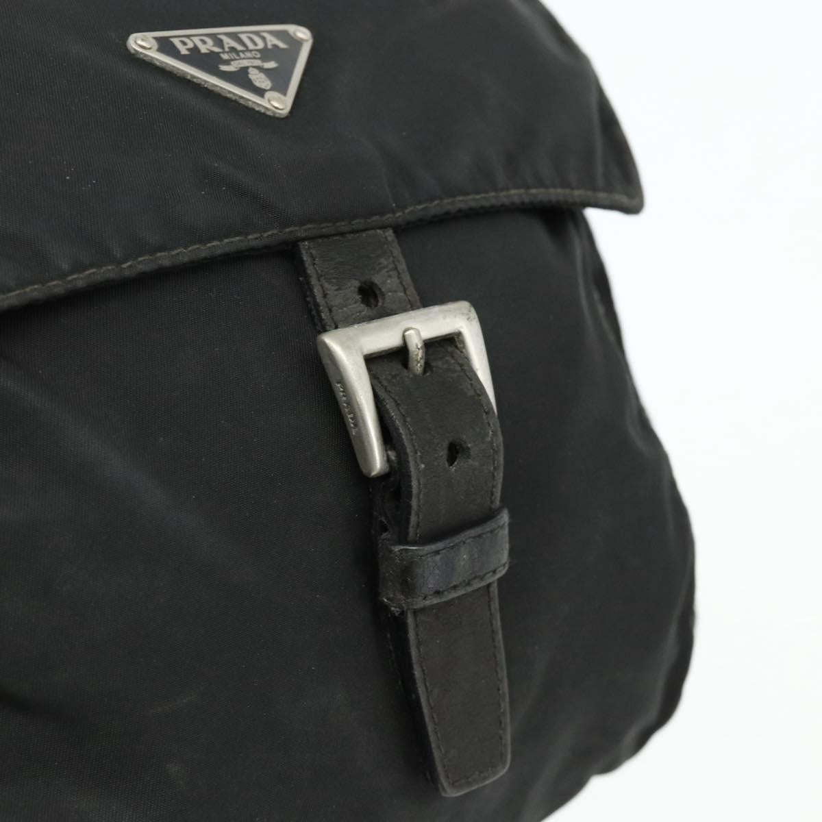 PRADA Shoulder Bag Nylon Black Silver Auth 176347
