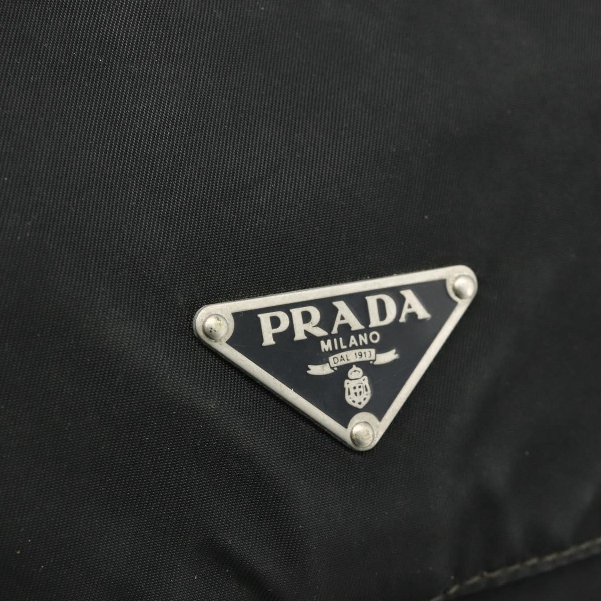 PRADA Shoulder Bag Nylon Black Silver Auth 176347