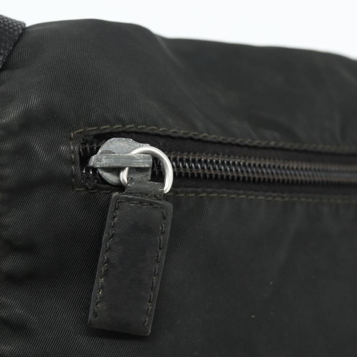 PRADA Shoulder Bag Nylon Black Silver Auth 176347