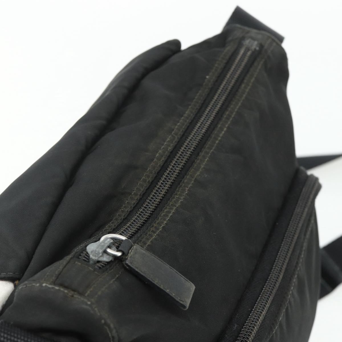 PRADA Shoulder Bag Nylon Black Silver Auth 176347