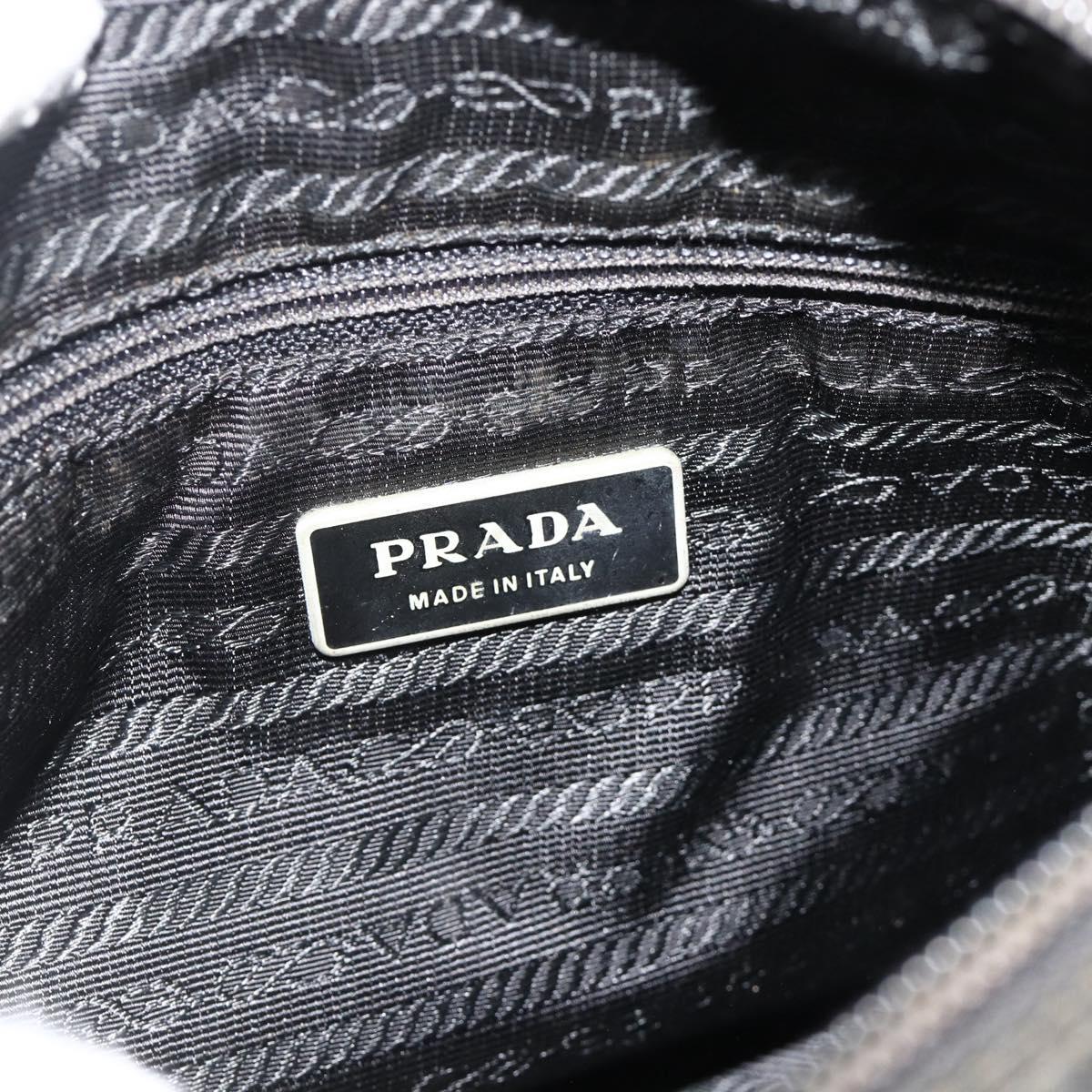 PRADA Shoulder Bag Nylon Black Silver Auth 176347