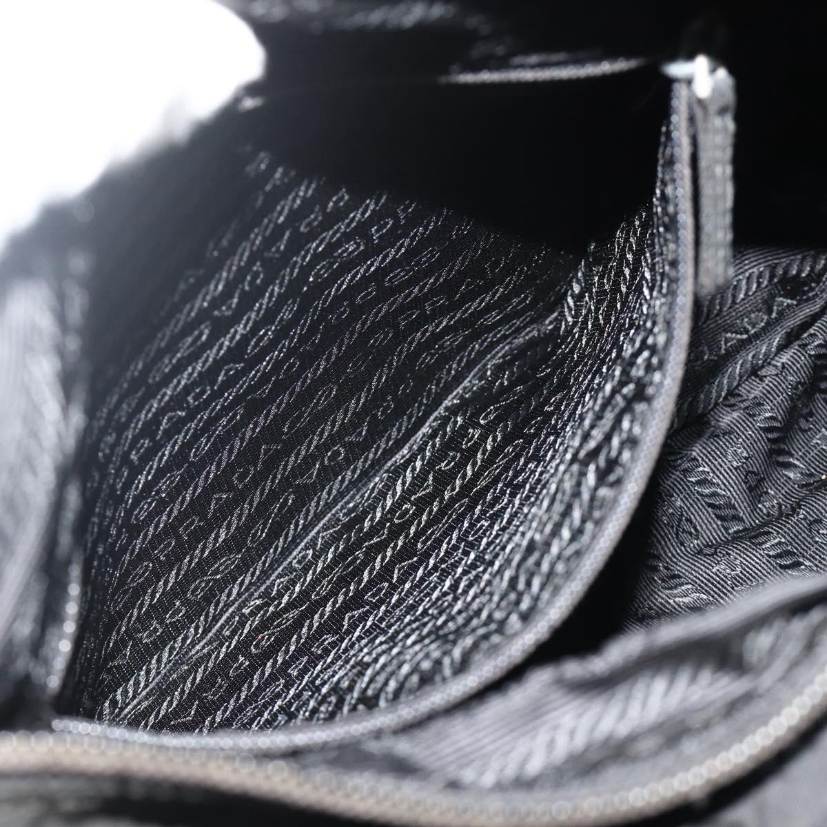PRADA Shoulder Bag Nylon Black Silver Auth 176347