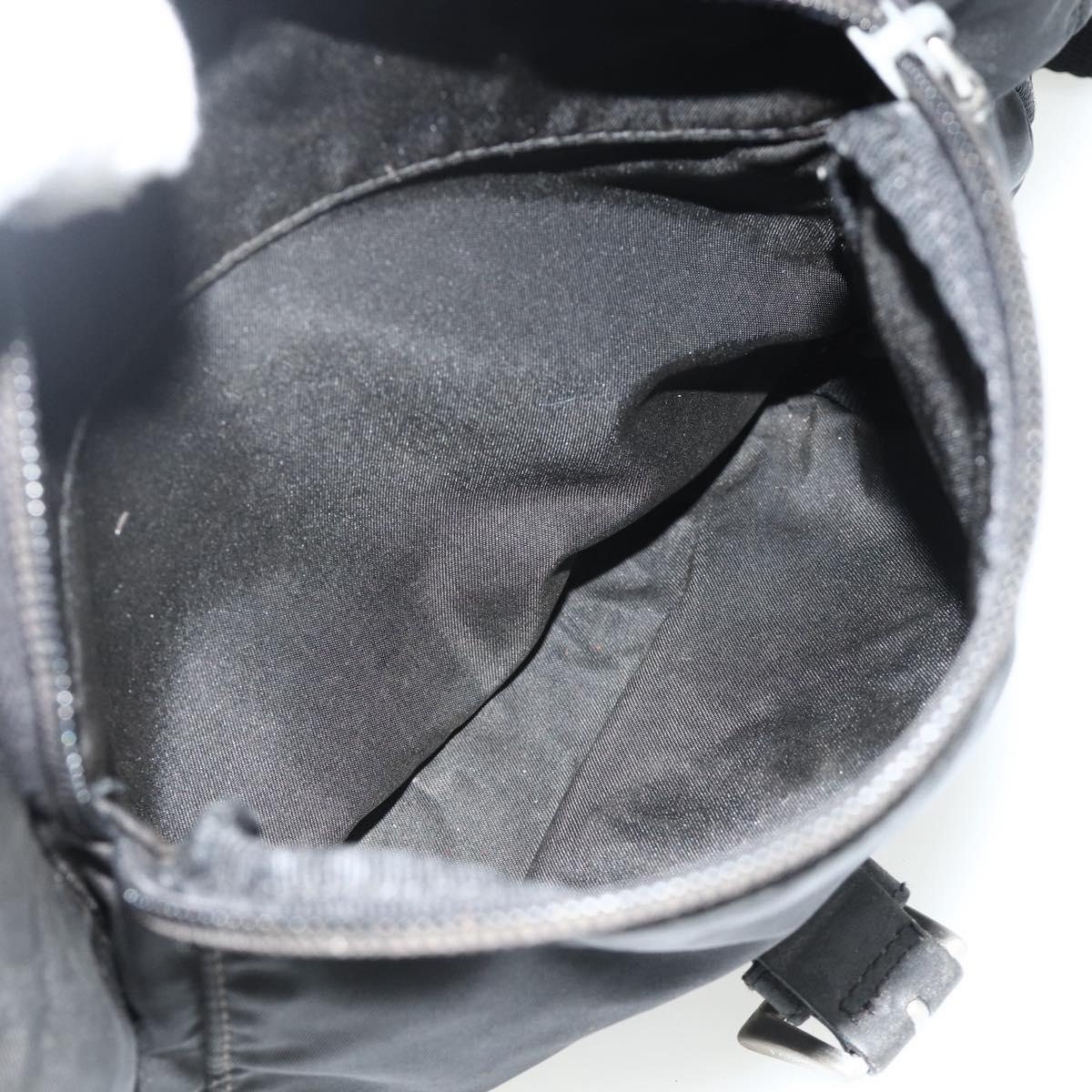 PRADA Shoulder Bag Nylon Black Silver Auth 176347