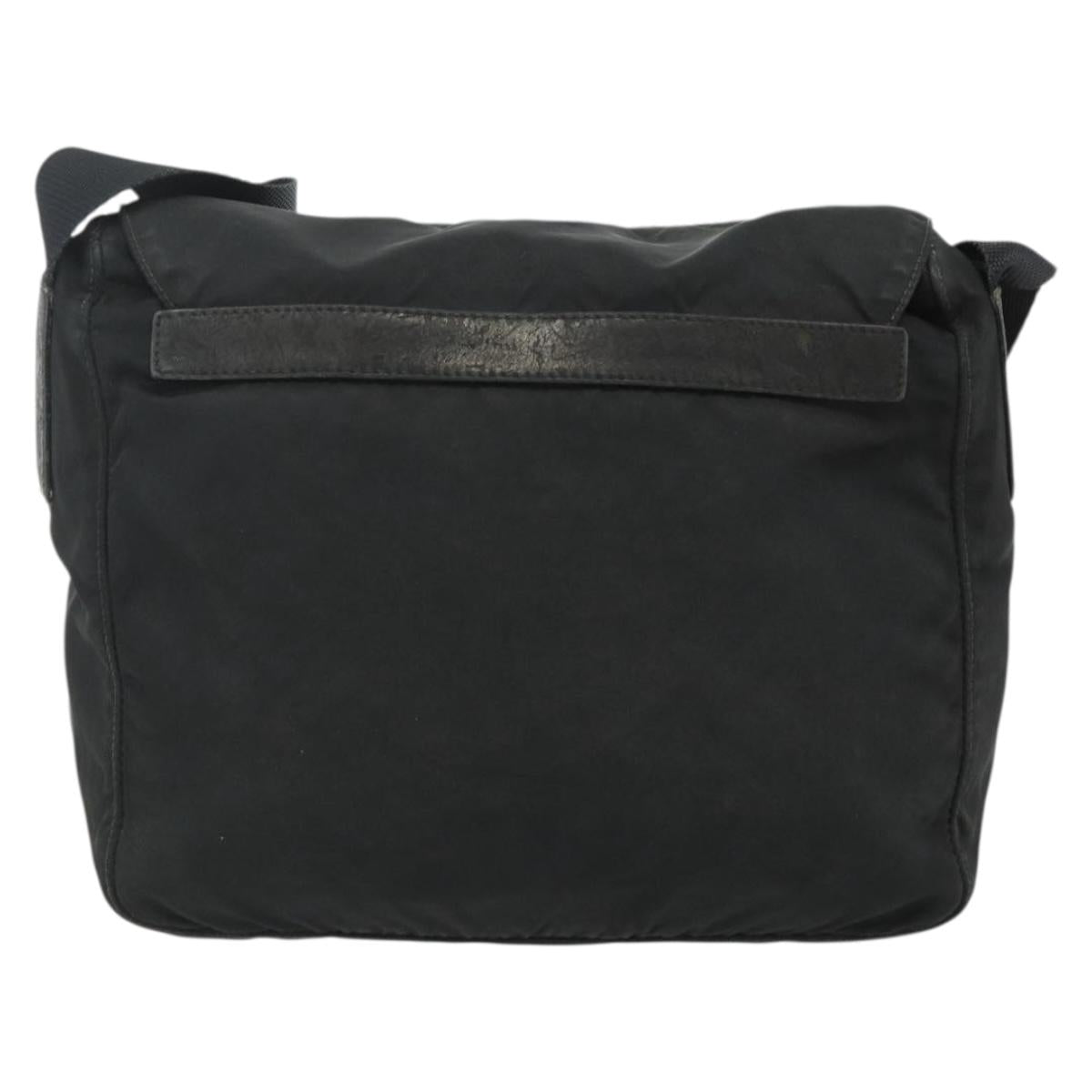 PRADA Shoulder Bag Nylon Black Silver Auth 176347