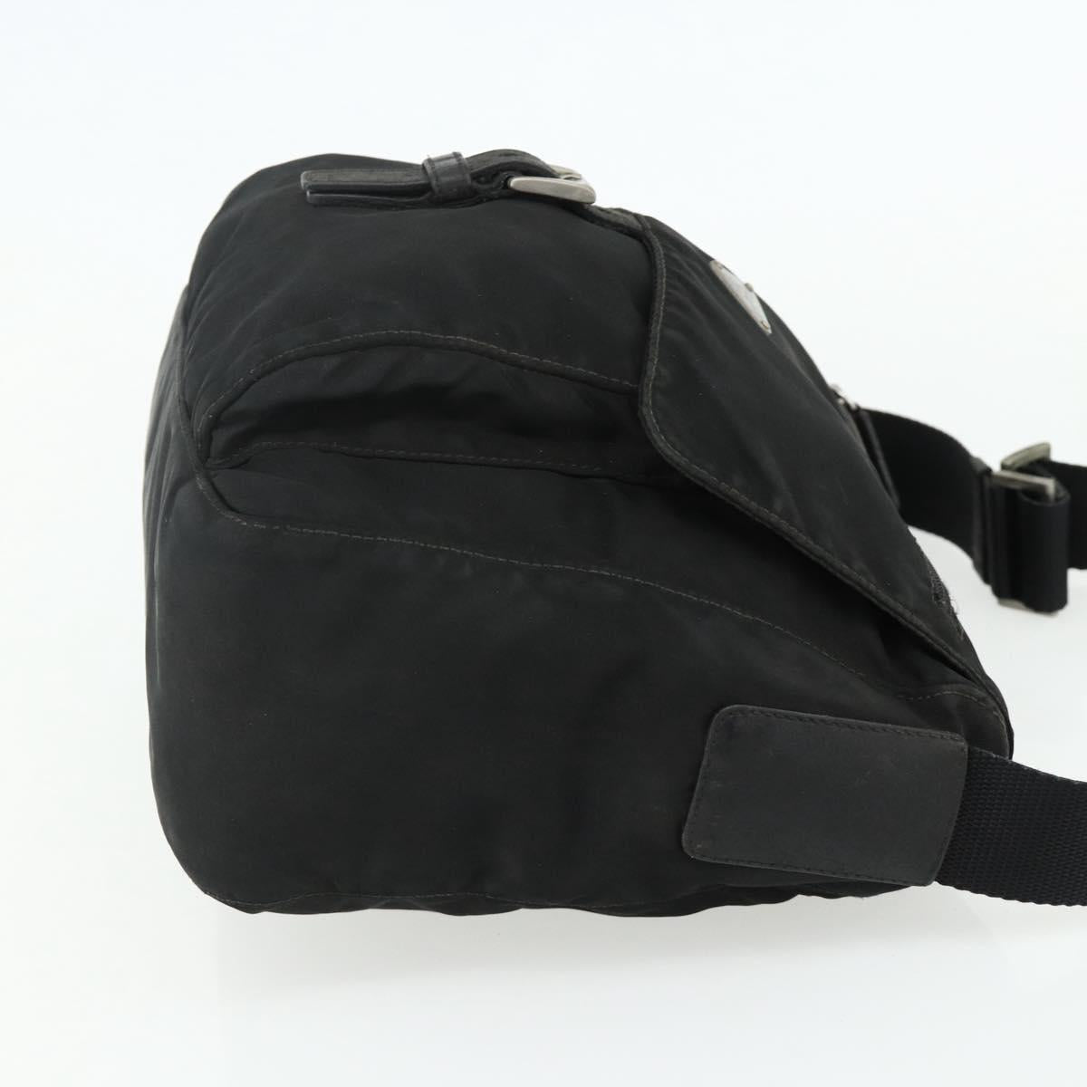 PRADA Shoulder Bag Nylon Black Silver Auth 176347