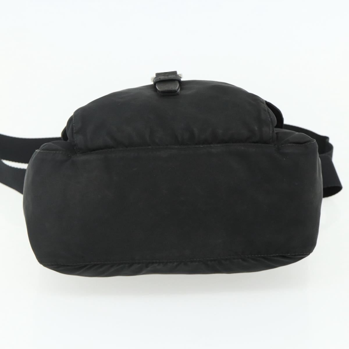 PRADA Shoulder Bag Nylon Black Silver Auth 176347