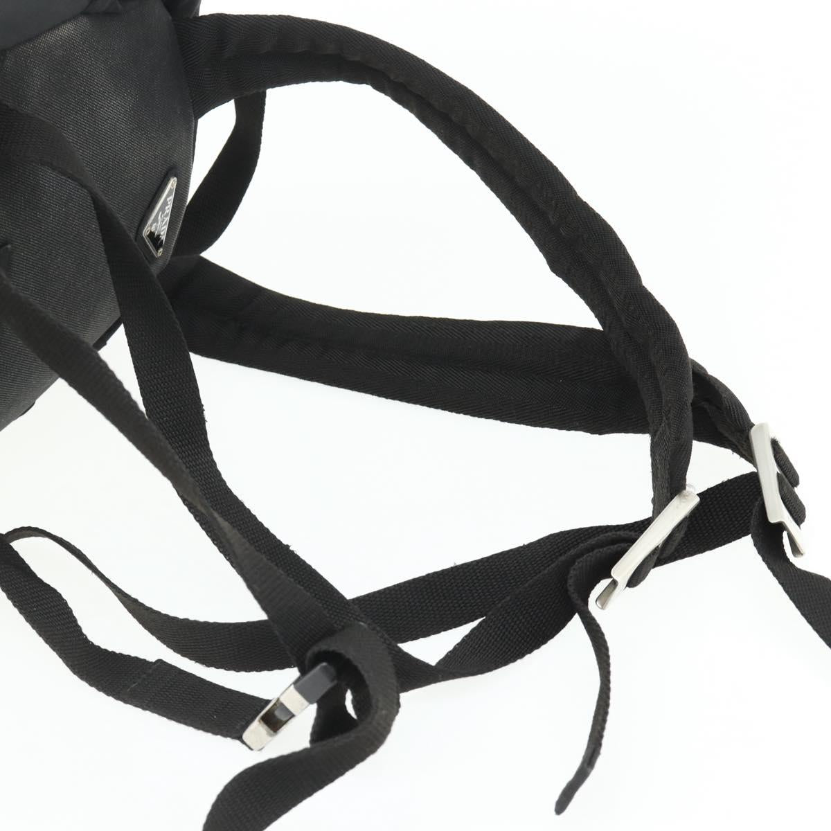 PRADA Backpack Nylon Black Silver Auth 176348A
