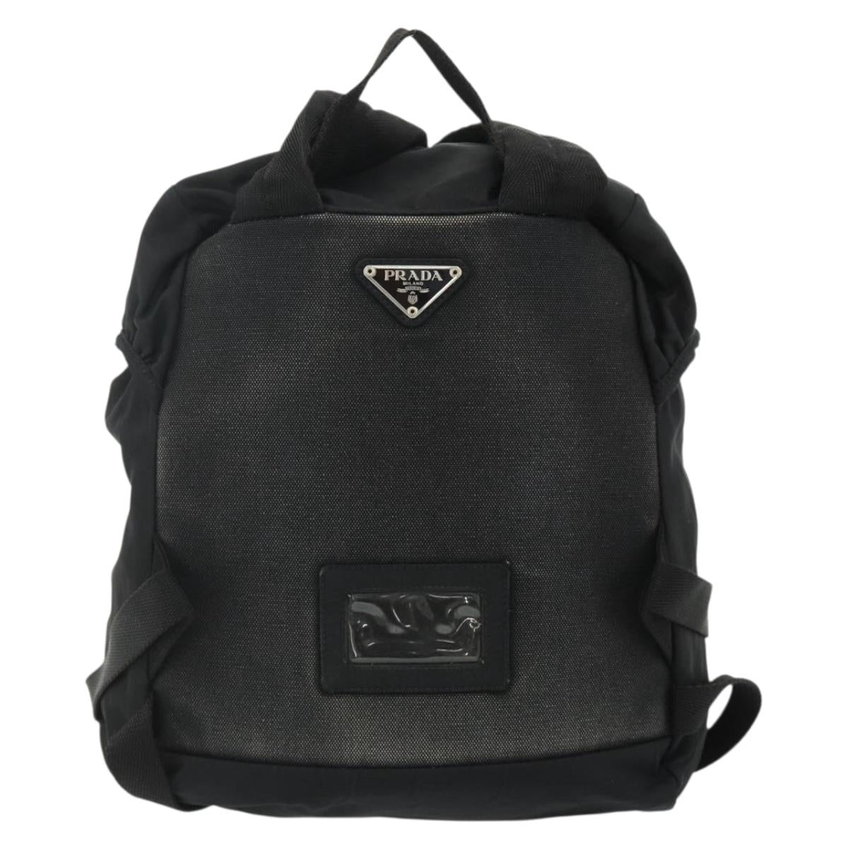 PRADA Backpack Nylon Black Silver Auth 176348A