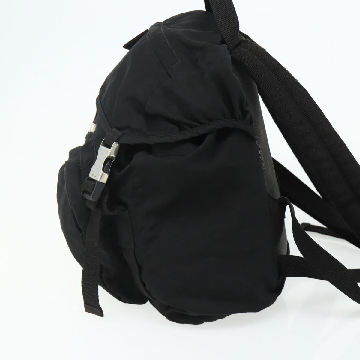 PRADA Backpack Nylon Black Silver Auth 176348A