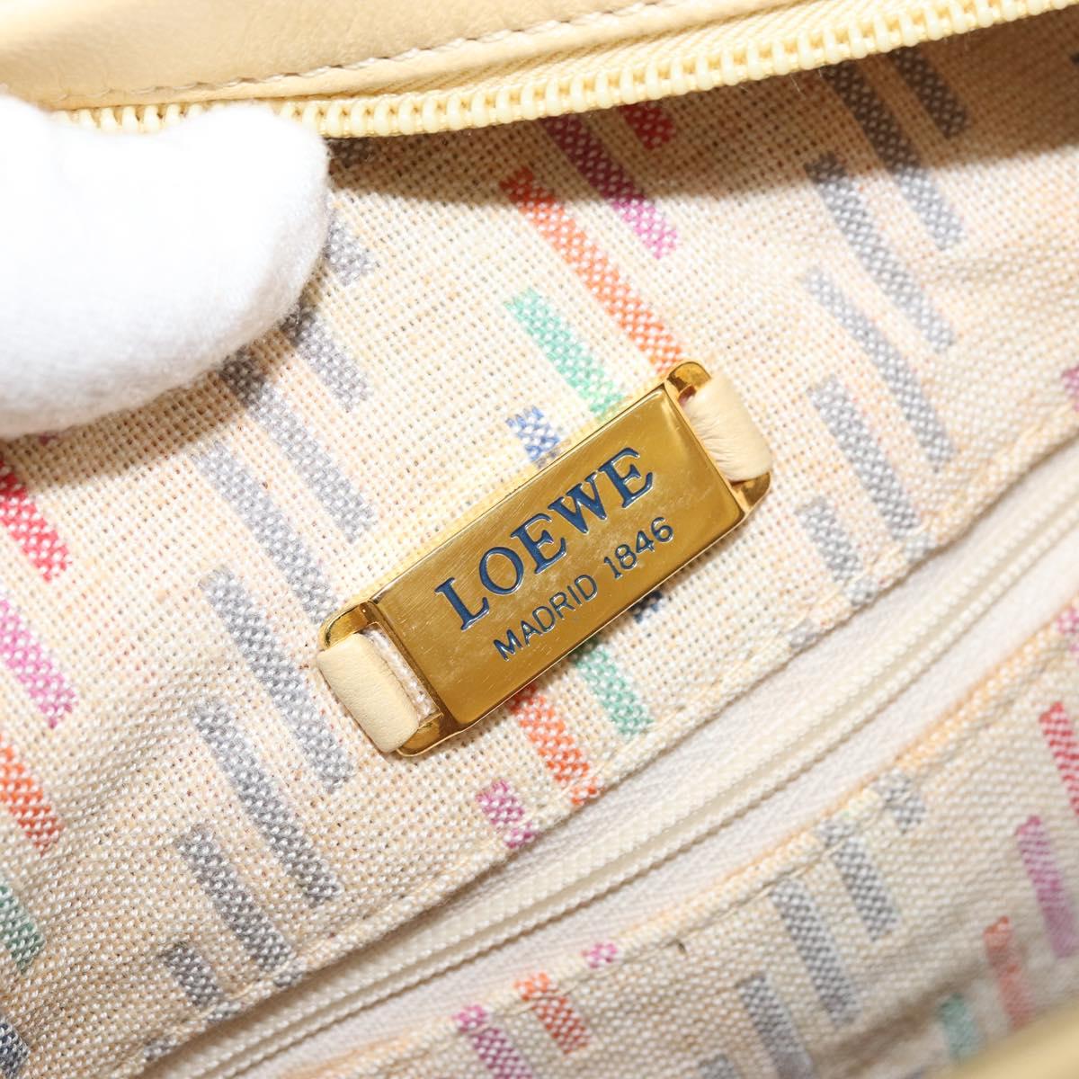 LOEWE Anagram Shoulder Bag Leather Beige Auth 176351