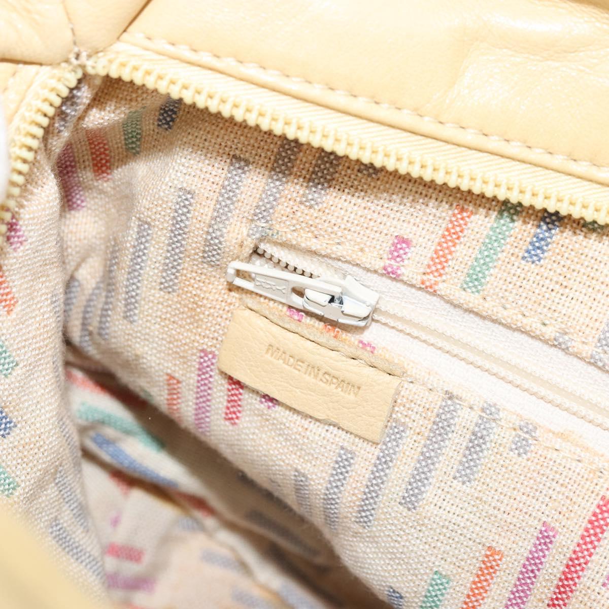 LOEWE Anagram Shoulder Bag Leather Beige Auth 176351