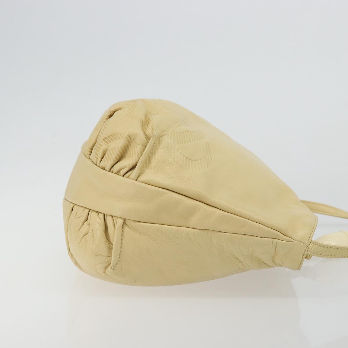 LOEWE Anagram Shoulder Bag Leather Beige Auth 176351